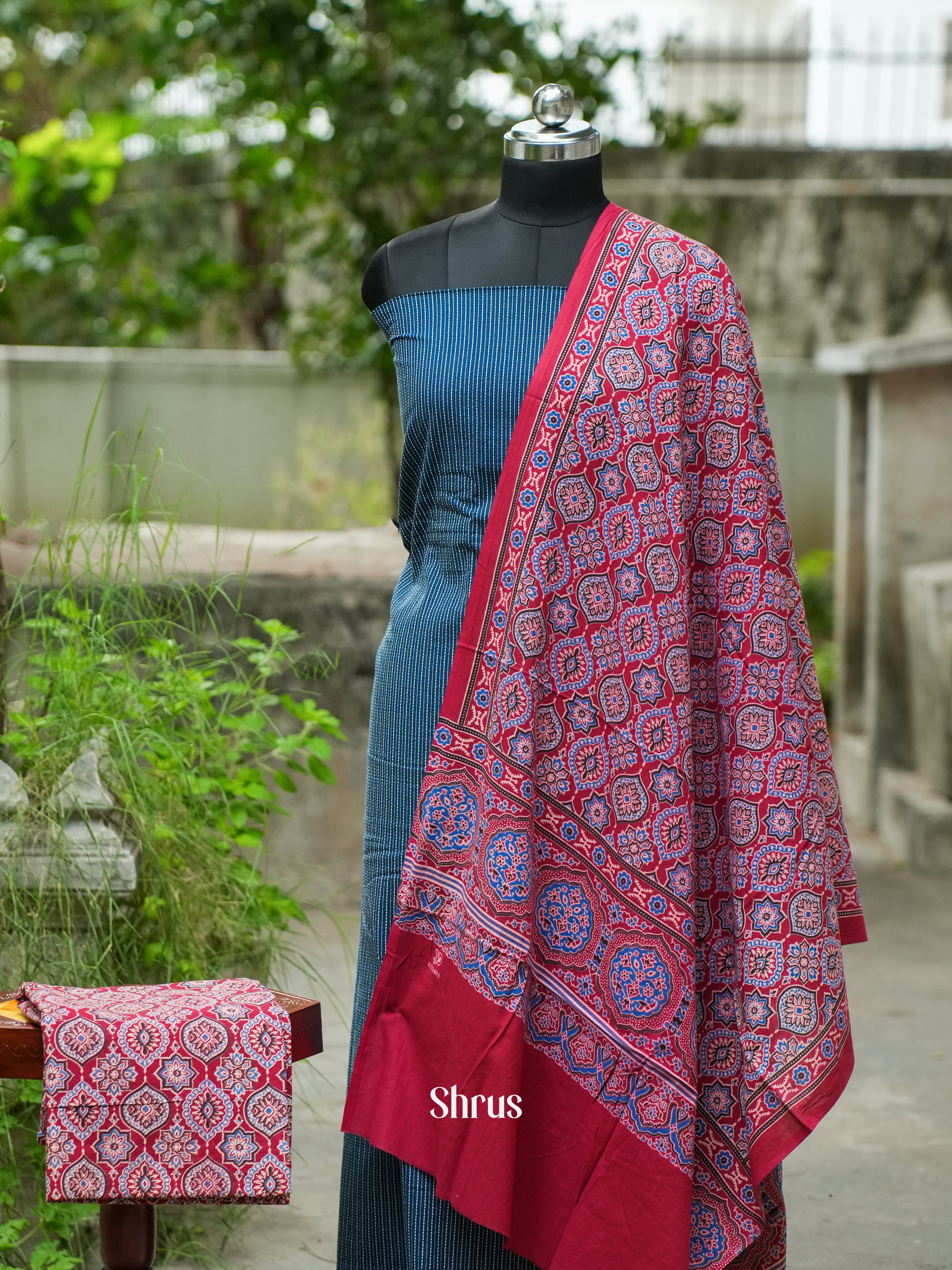 Blue & Red - Ajrakh Salwar - Shop on ShrusEternity.com