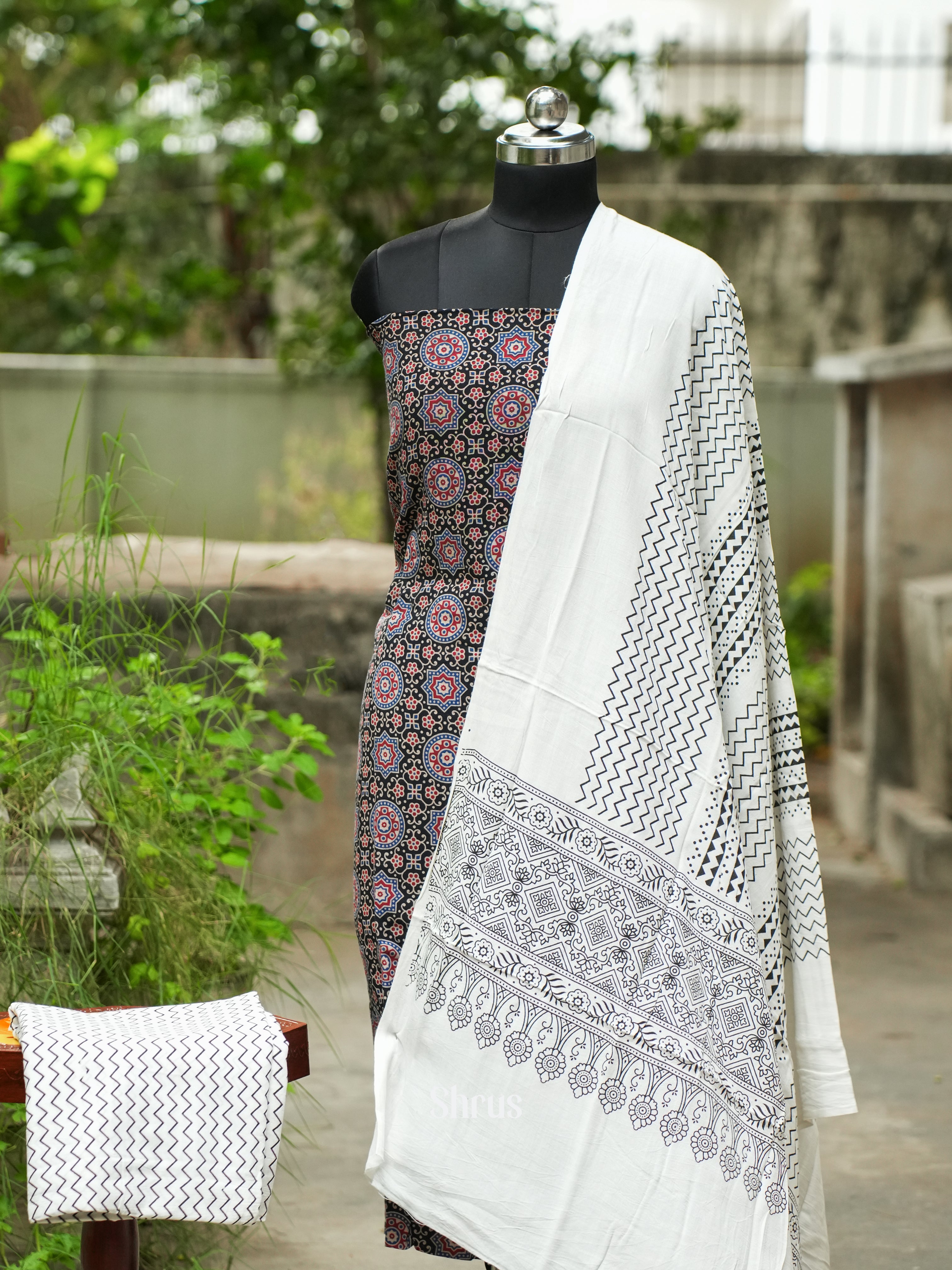 Grey & White - Ajrakh Salwar - Shop on ShrusEternity.com