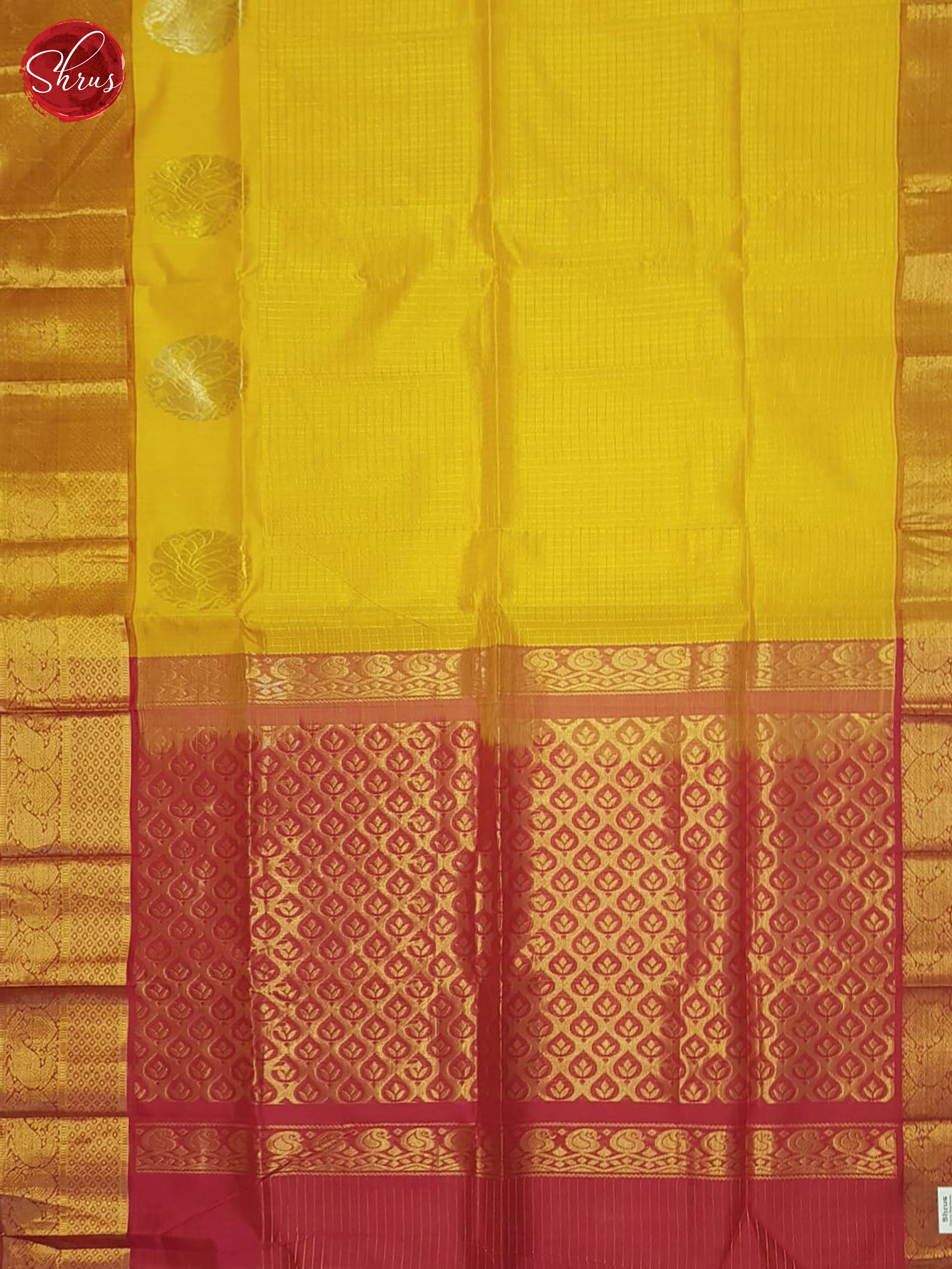 Yellow And Red-Silk Cotton Saree - Shop on ShrusEternity.com