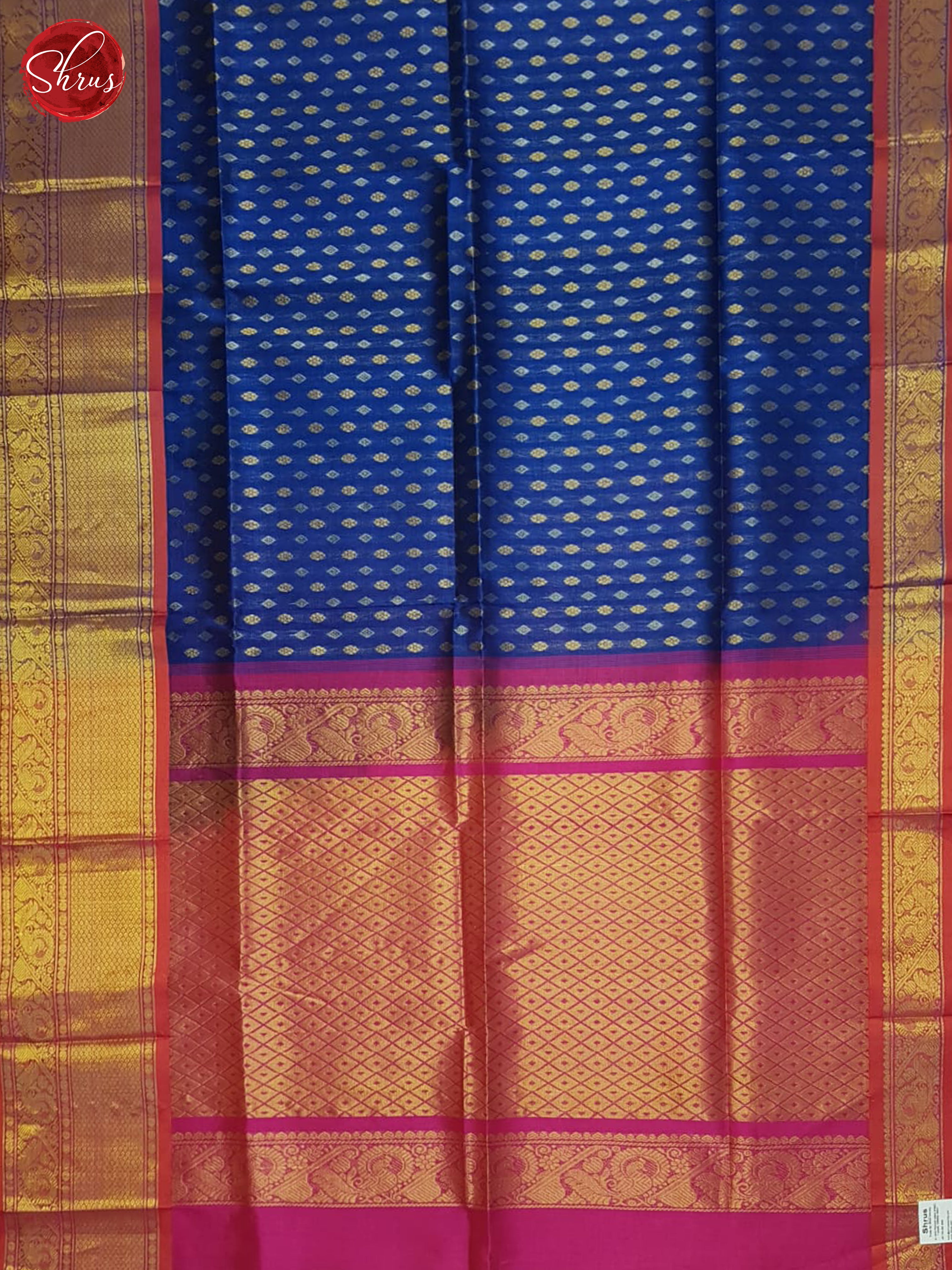 Blue And Pink - Silk Cotton Saree - Shop on ShrusEternity.com
