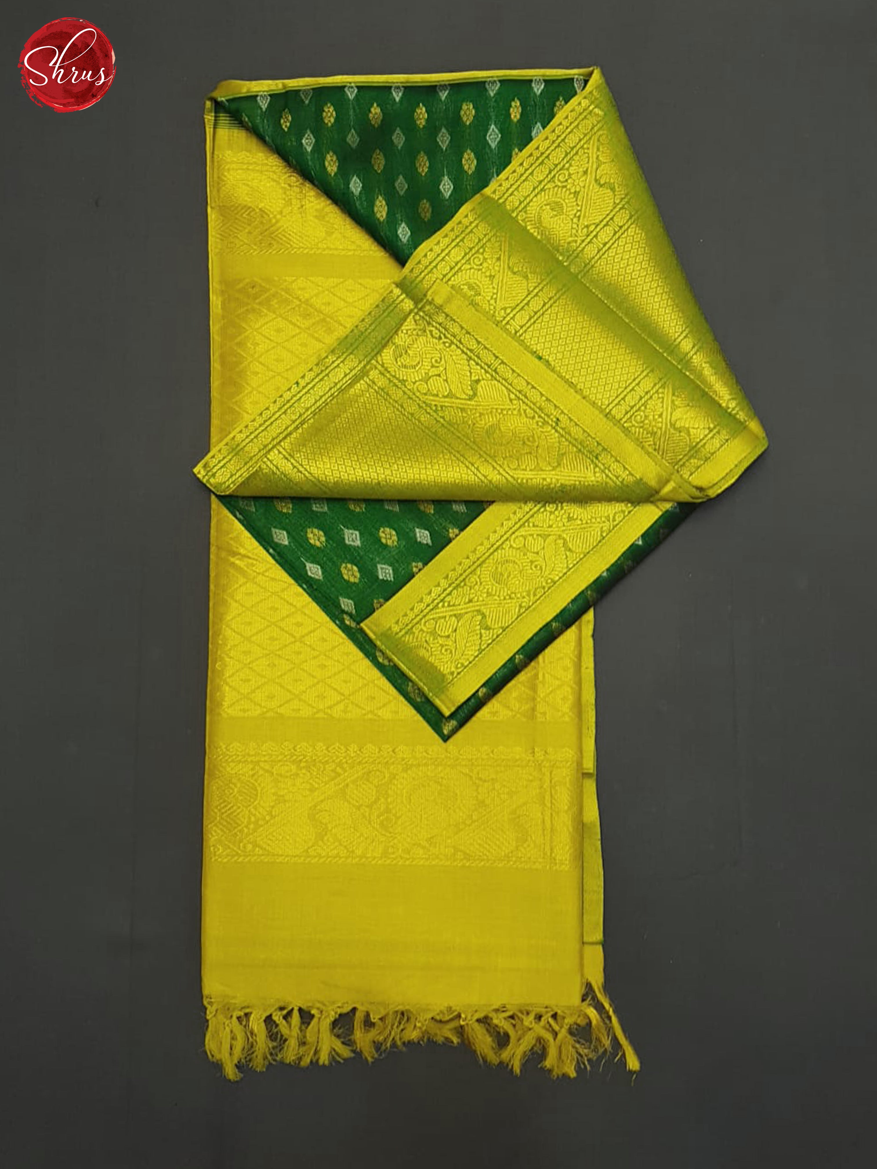 Green & Lime Green - silk Cotton Saree - Shop on ShrusEternity.com