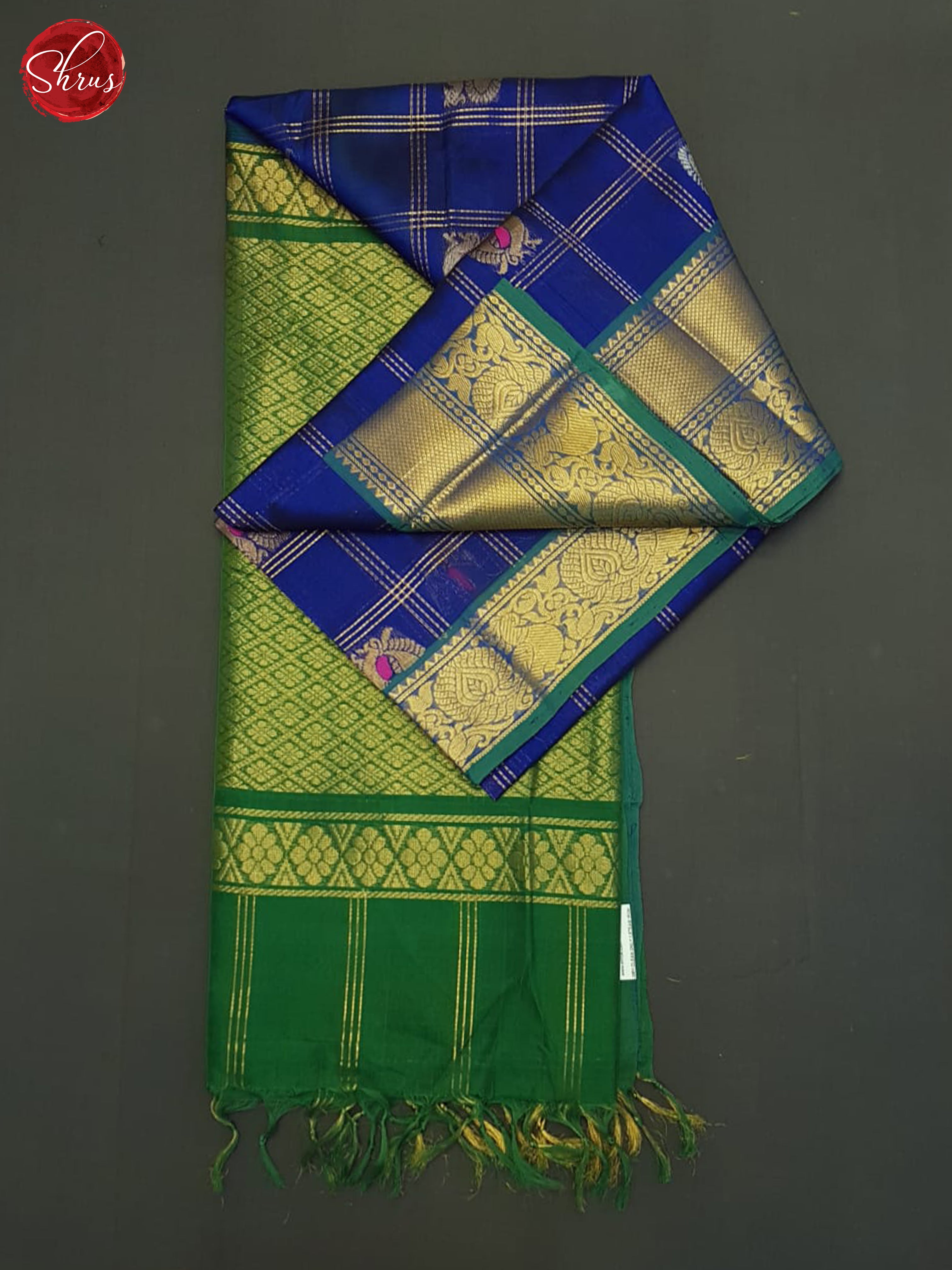 Blue And Green- Silk Cotton Saree - Shop on ShrusEternity.com