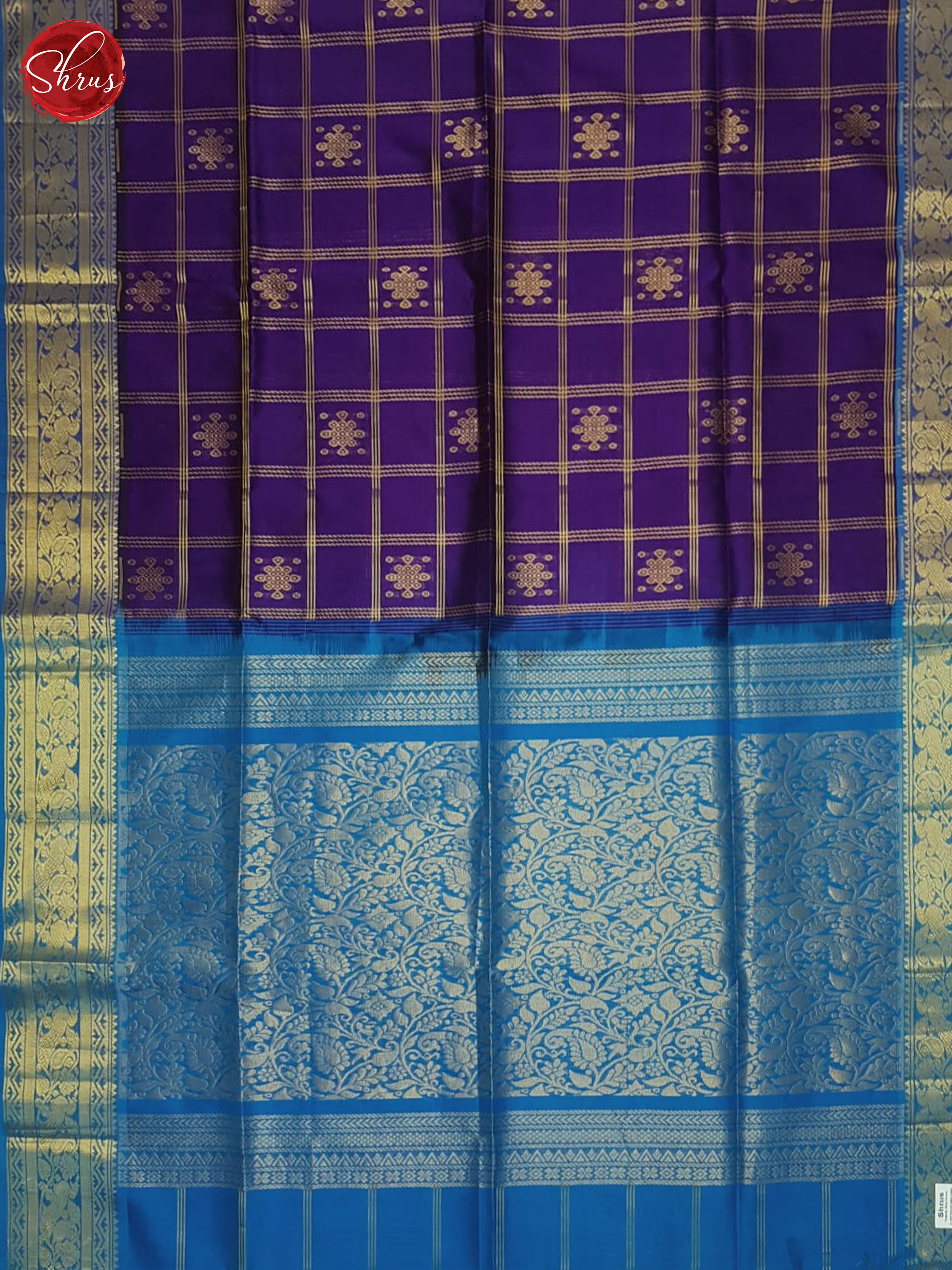 Purple And Blue- Silk Cotton saree - Shop on ShrusEternity.com