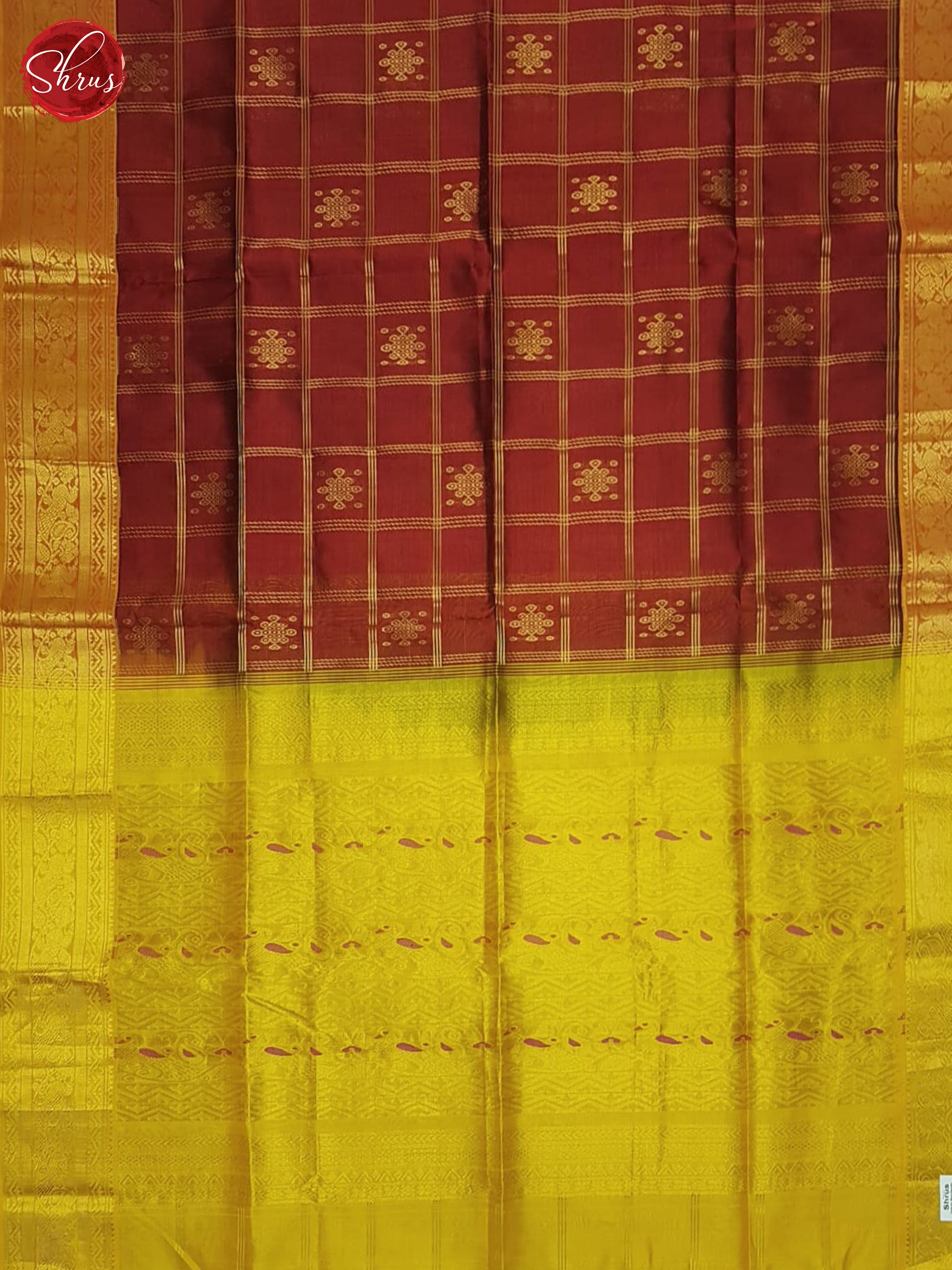 Arraku Marron And Mambala Yellow - Silk Cotton Saree - Shop on ShrusEternity.com