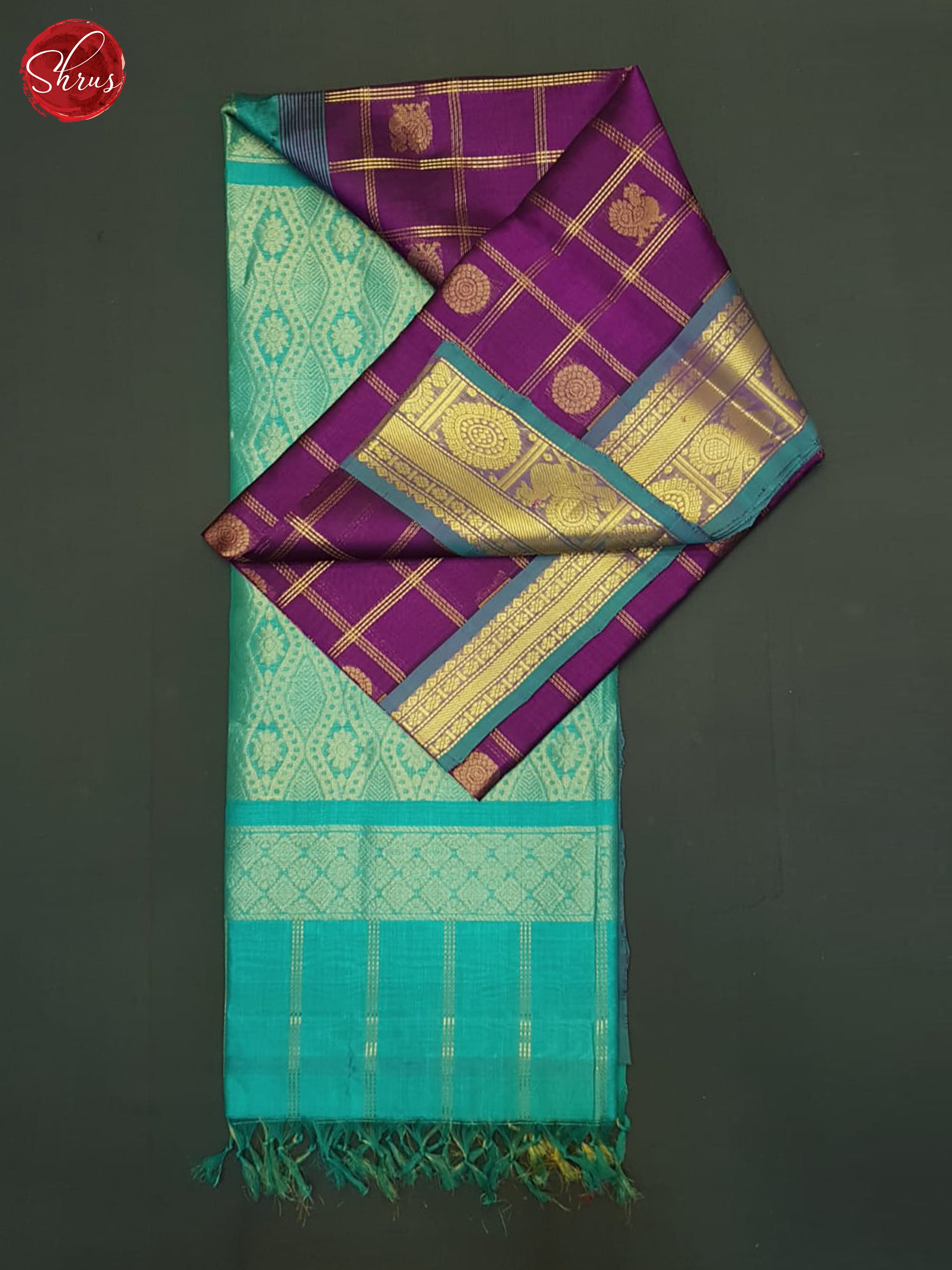 Vadamalli And Blue- Silk Cotton Saree - Shop on ShrusEternity.com