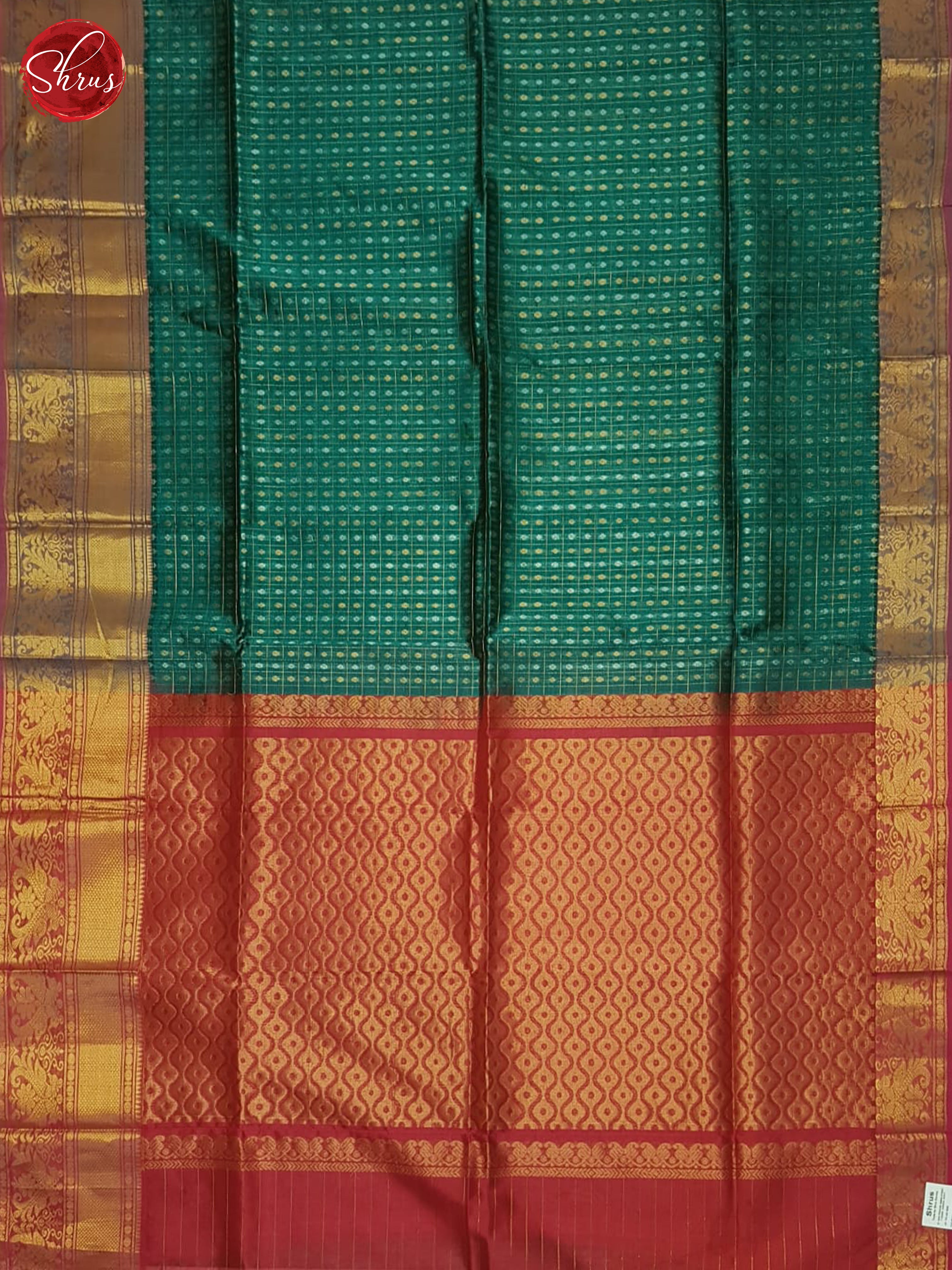 Peacock Neck And Red - Silk Cotton Saree - Shop on ShrusEternity.com