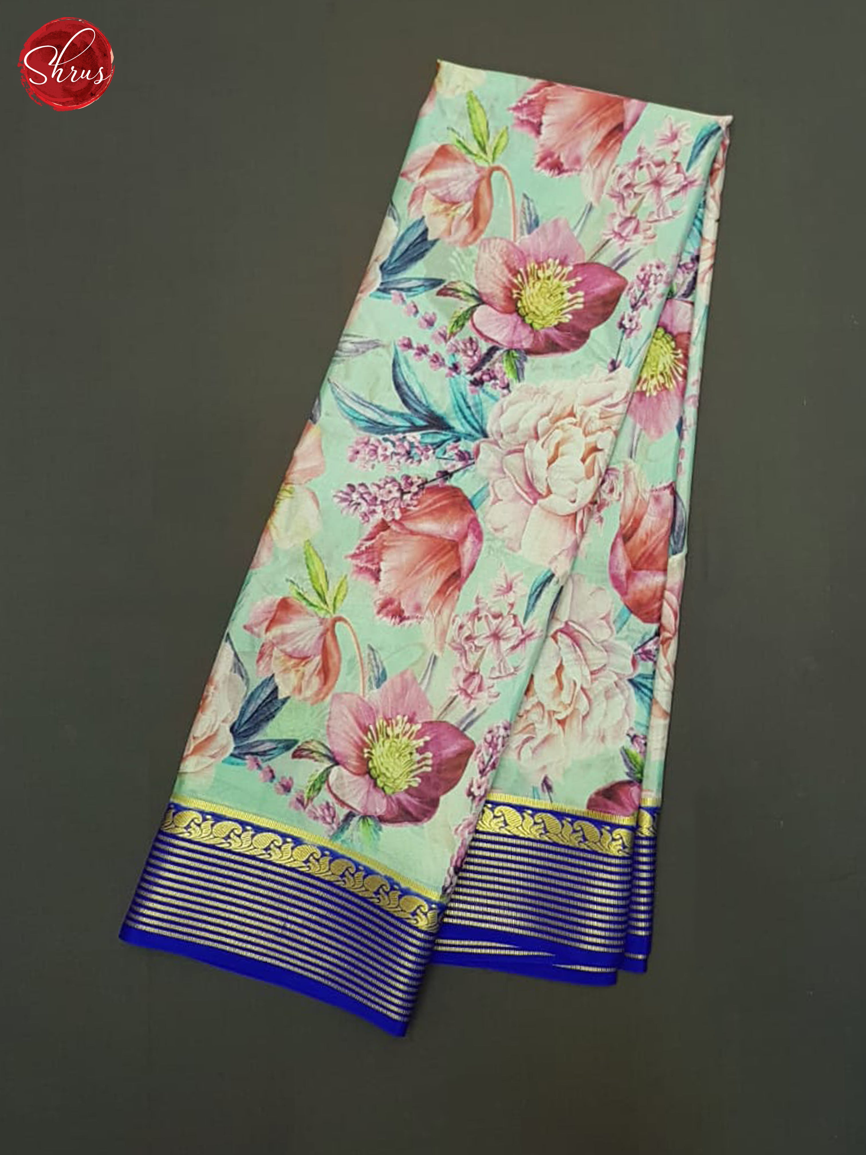 Sky Blue & Blue - Mysore Silk Saree - Shop on ShrusEternity.com