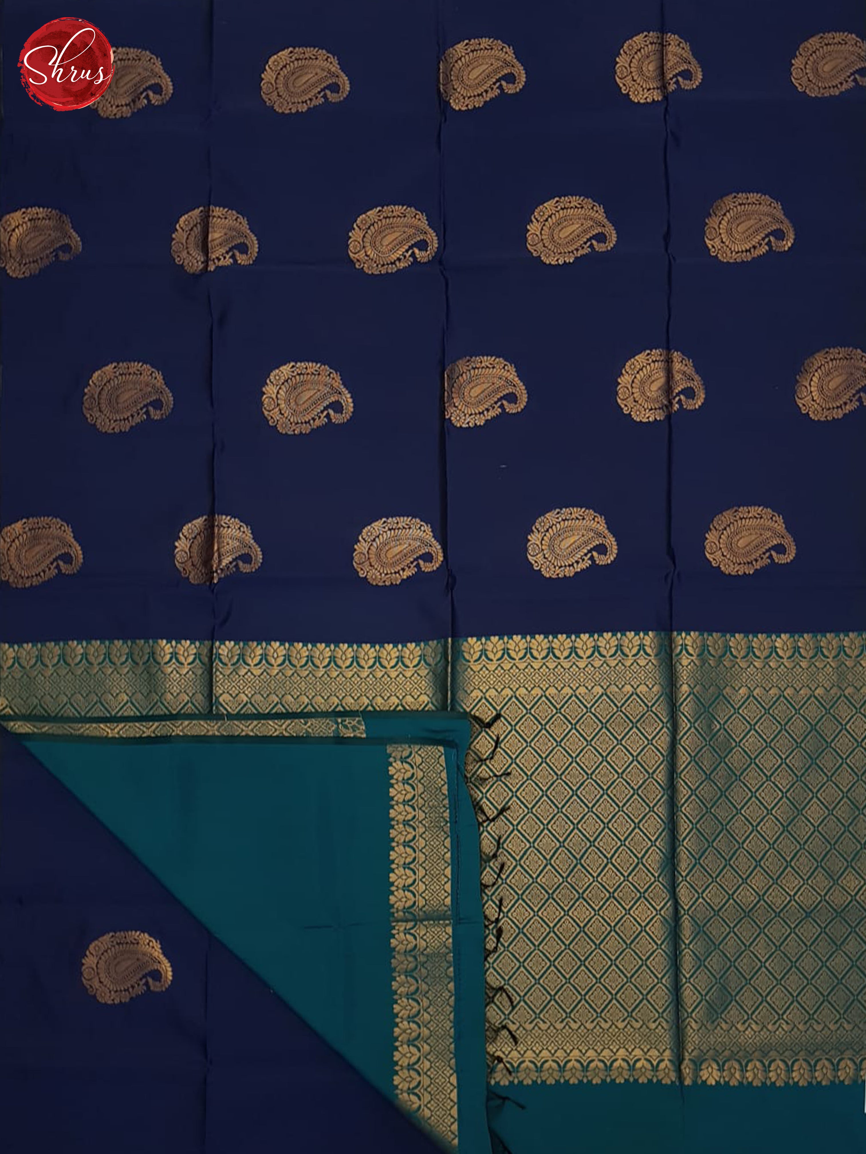 Blue & Teal - Semi Soft Silk Saree - Shop on ShrusEternity.com