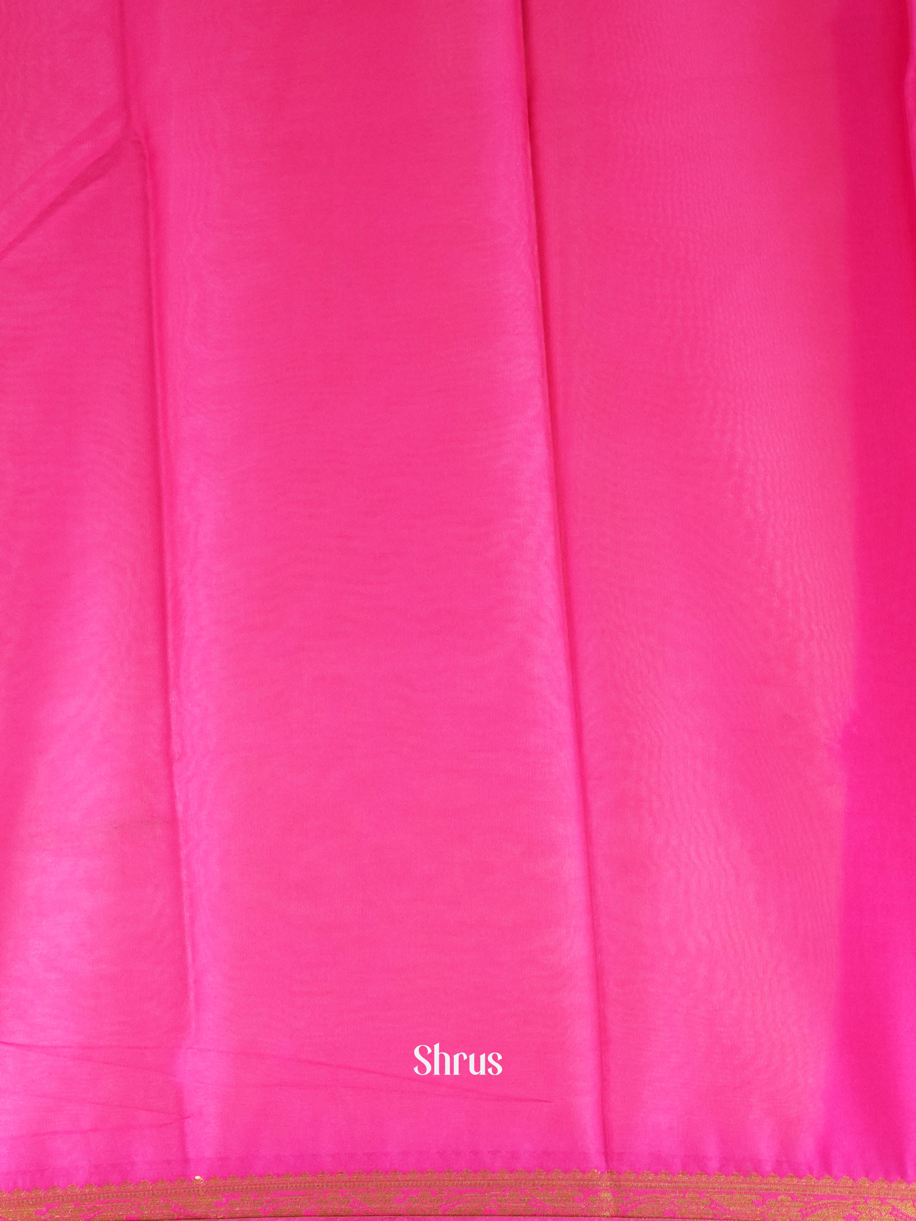 Cream & Pink- Semi Mysoresilk Saree