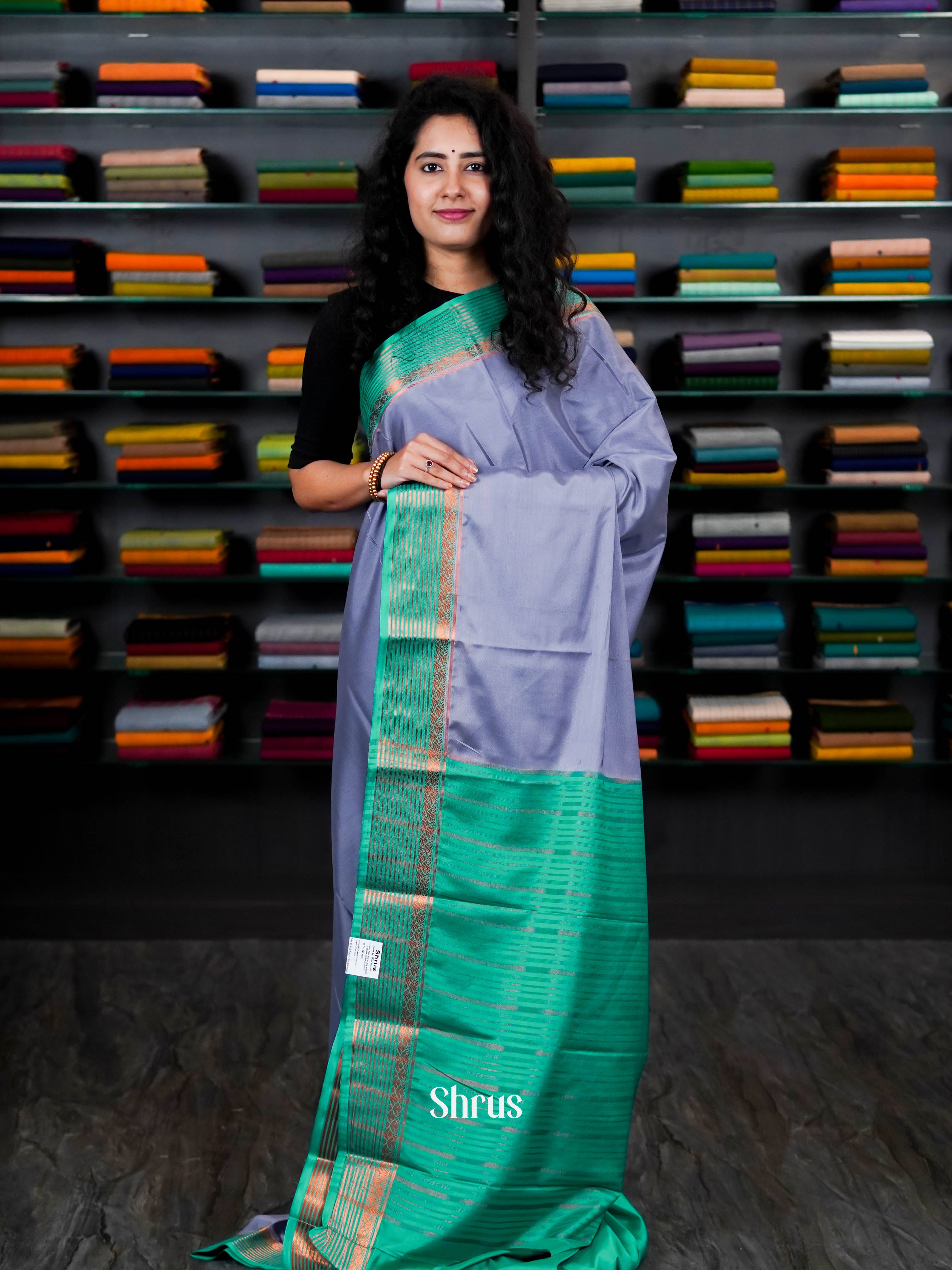 Purple & Green - Semi Mysoresilk