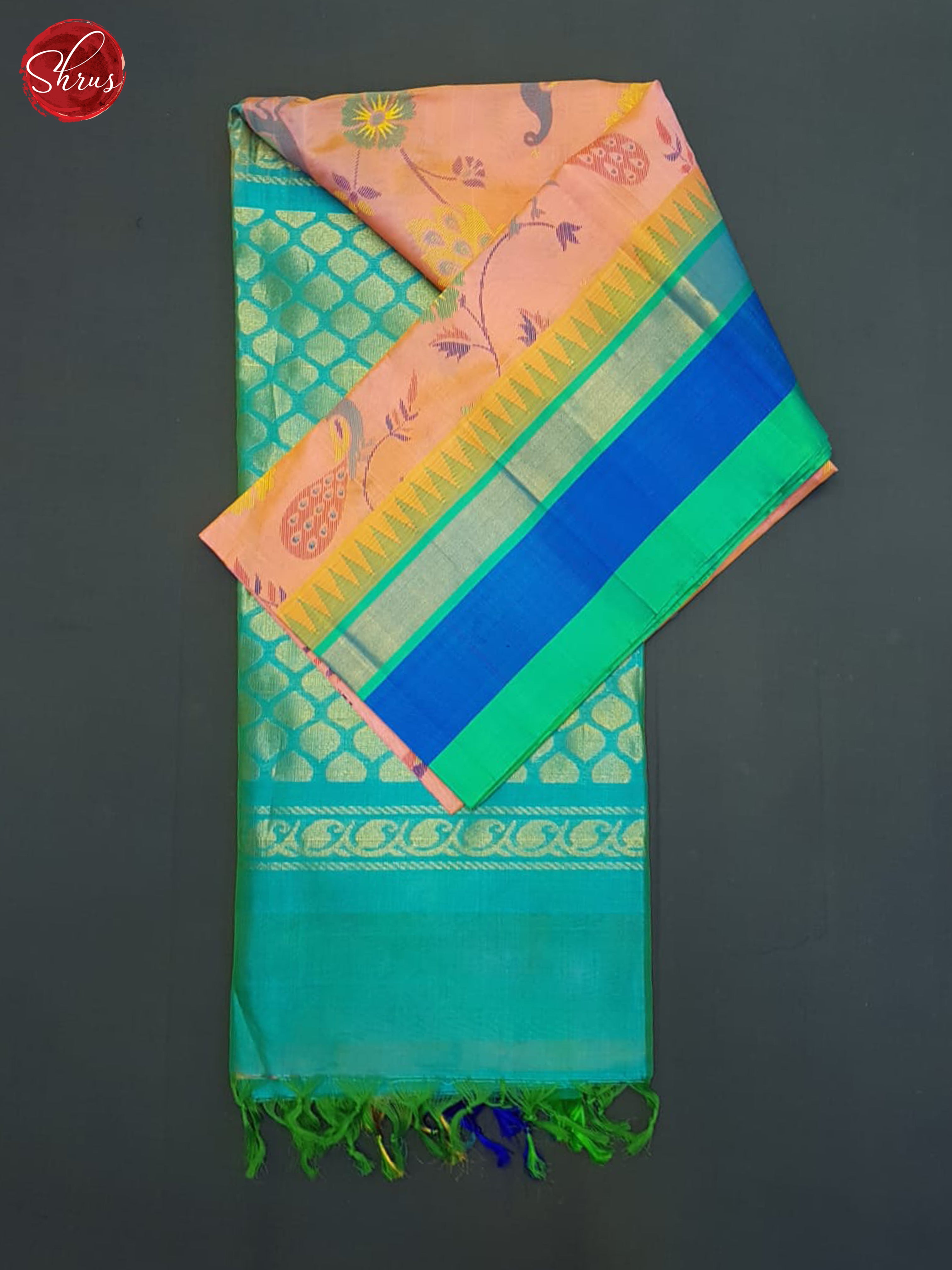 Pink And Blue - Silk Cotton saree - Shop on ShrusEternity.com