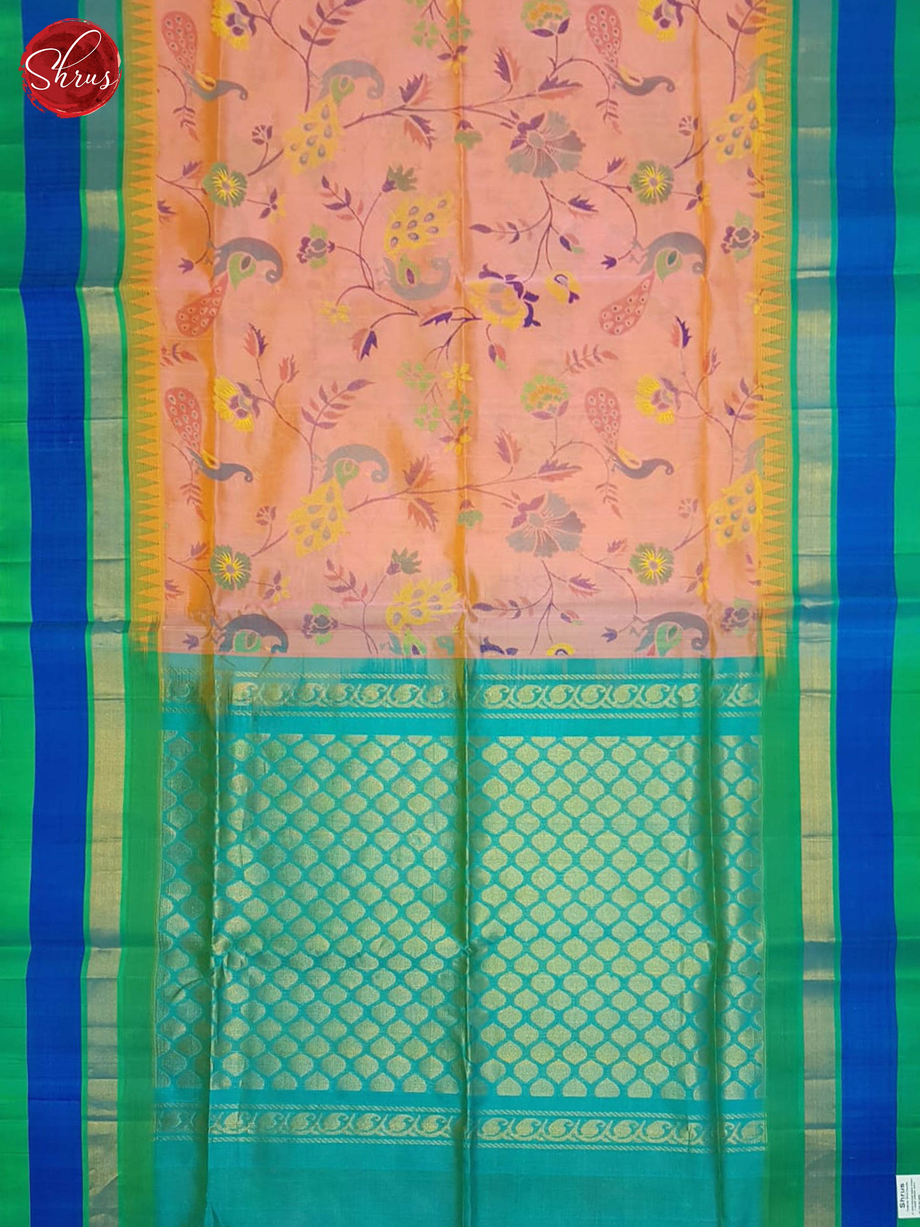 Pink And Blue - Silk Cotton saree - Shop on ShrusEternity.com