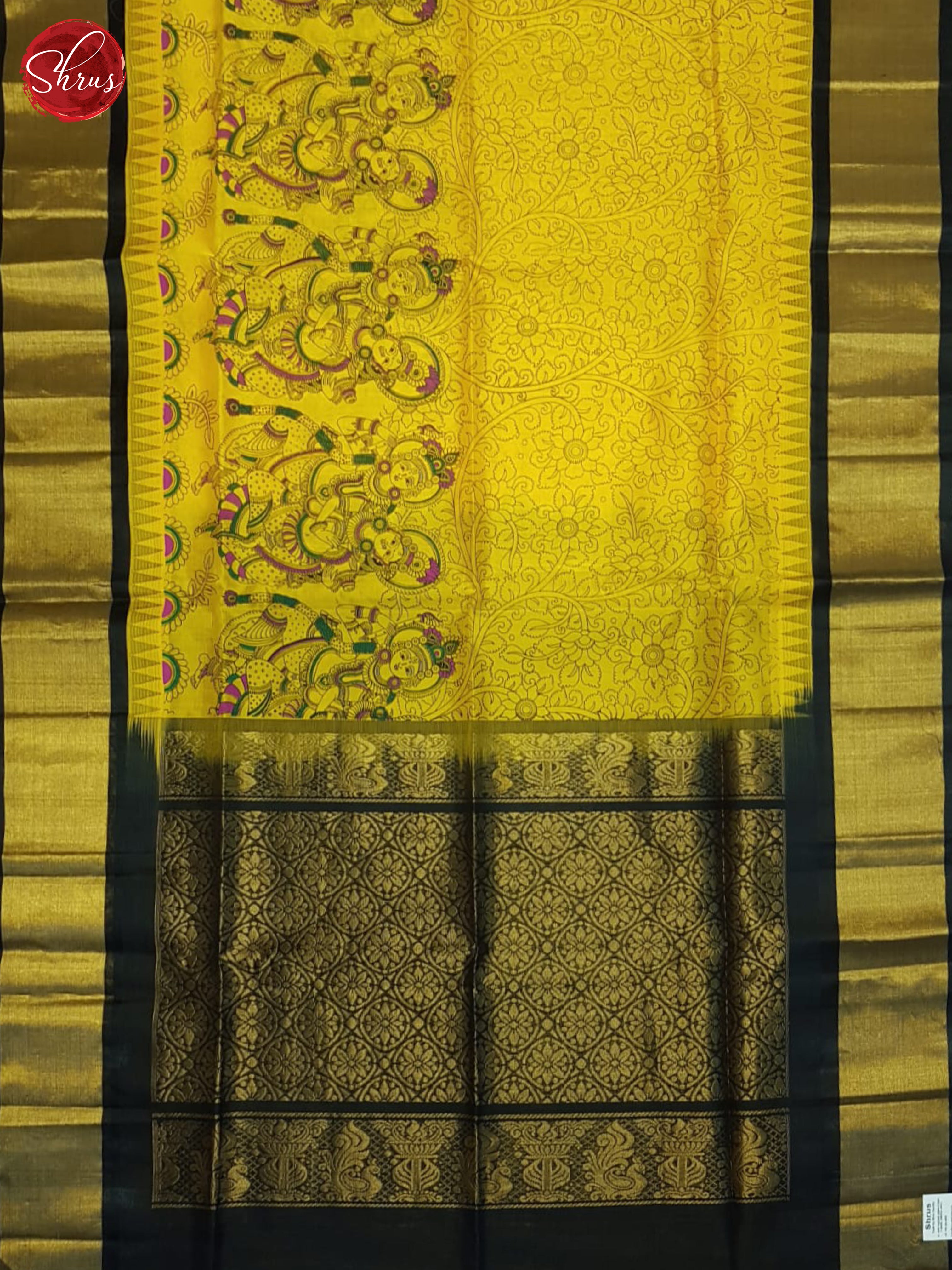 Yellow And Black- Silk Cotton Saree - Shop on ShrusEternity.com