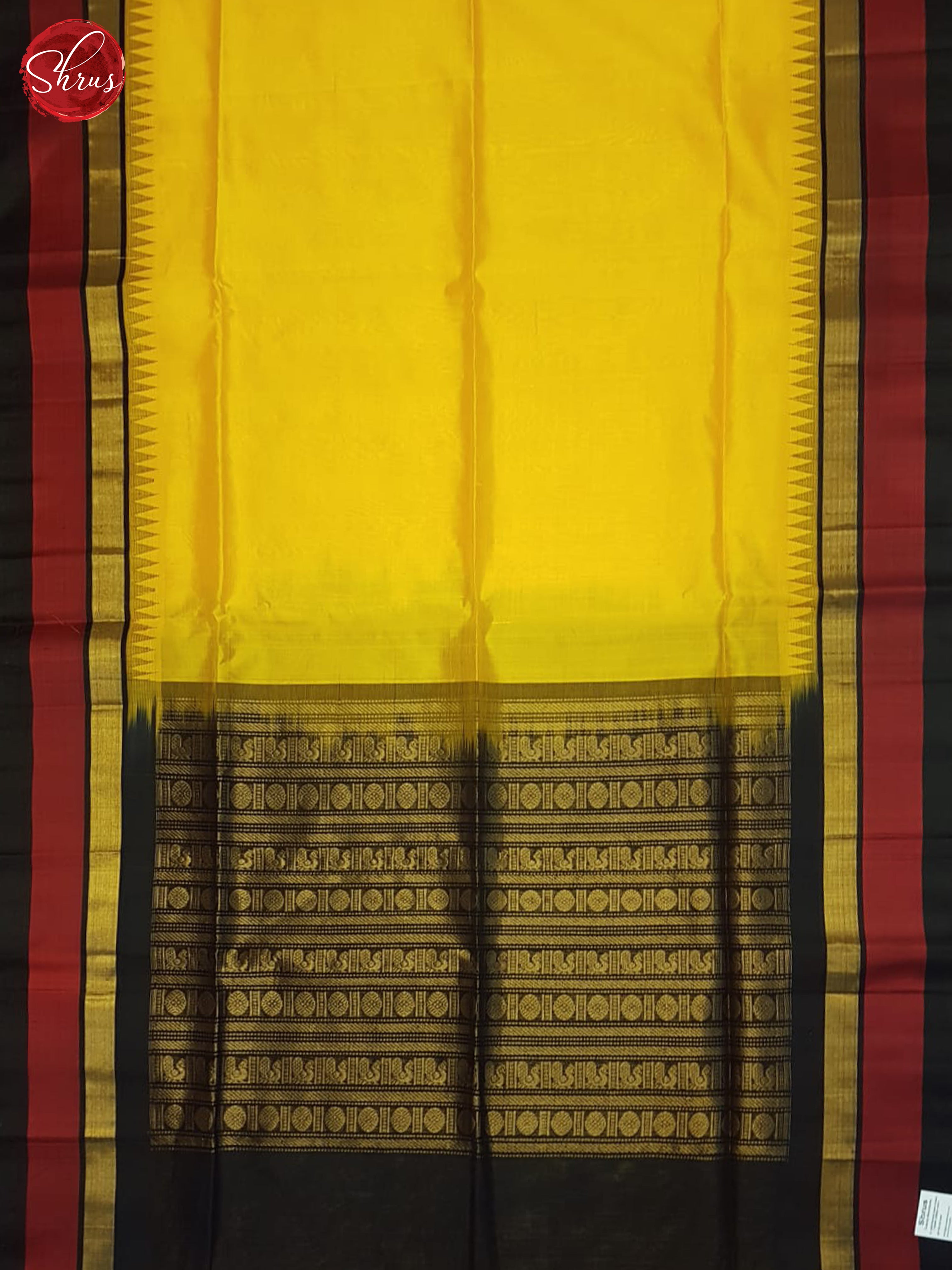 Yellow And Black- Silk Cotton Saree - Shop on ShrusEternity.com