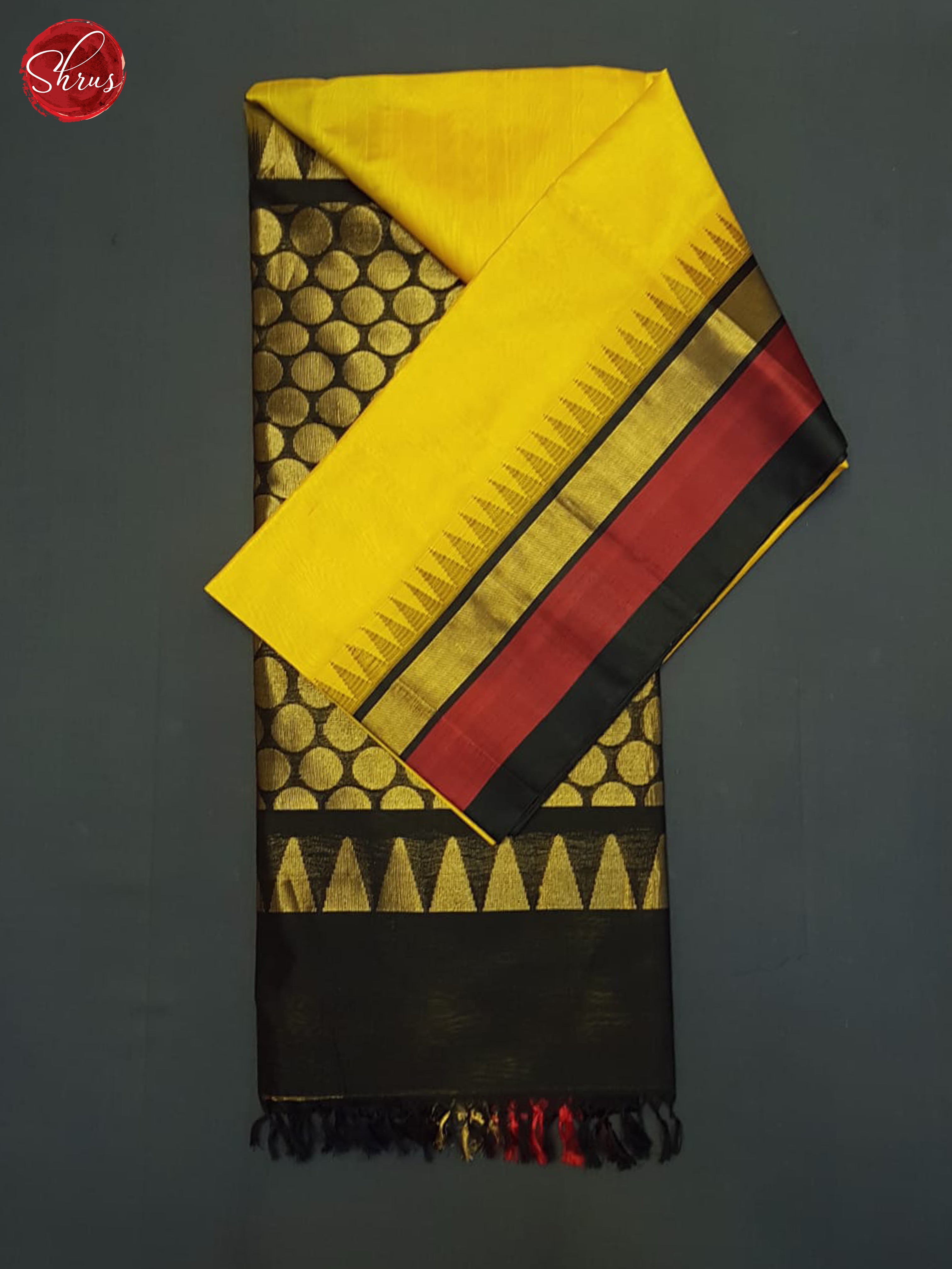 Yellow And Black- Silk Cotton Saree - Shop on ShrusEternity.com