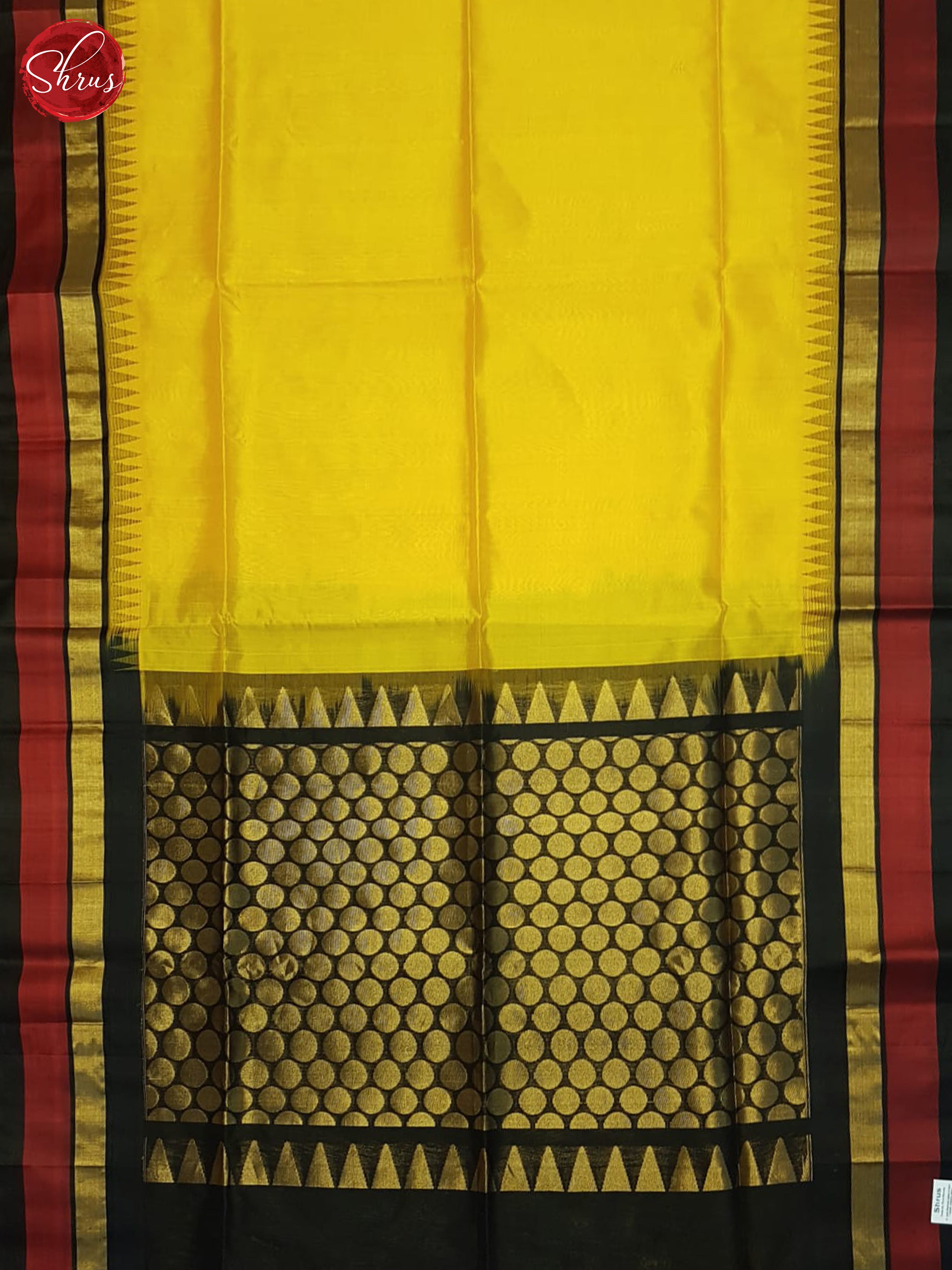 Yellow And Black- Silk Cotton Saree - Shop on ShrusEternity.com