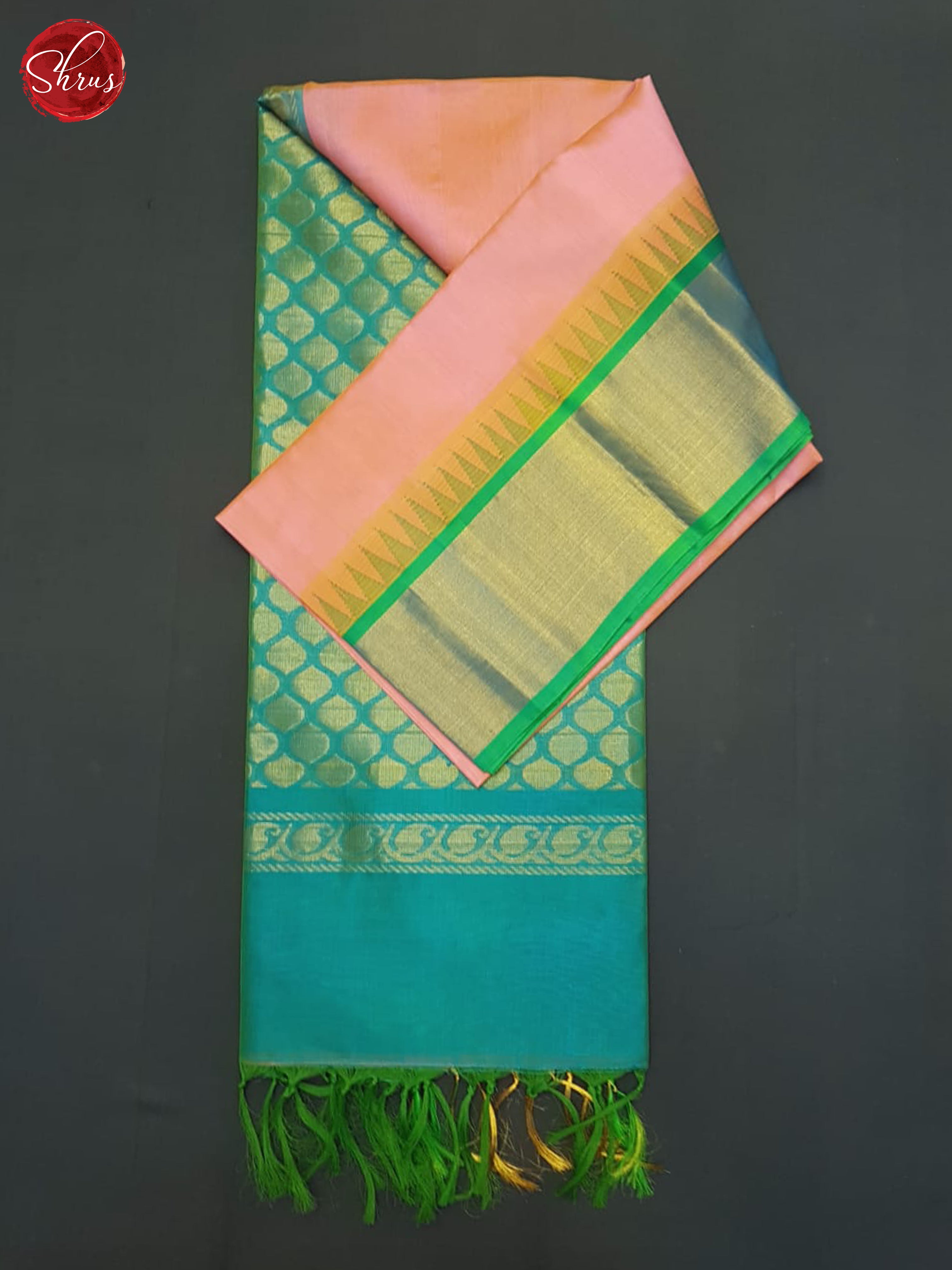 Pink And Blue- Silk Cotton Saree - Shop on ShrusEternity.com