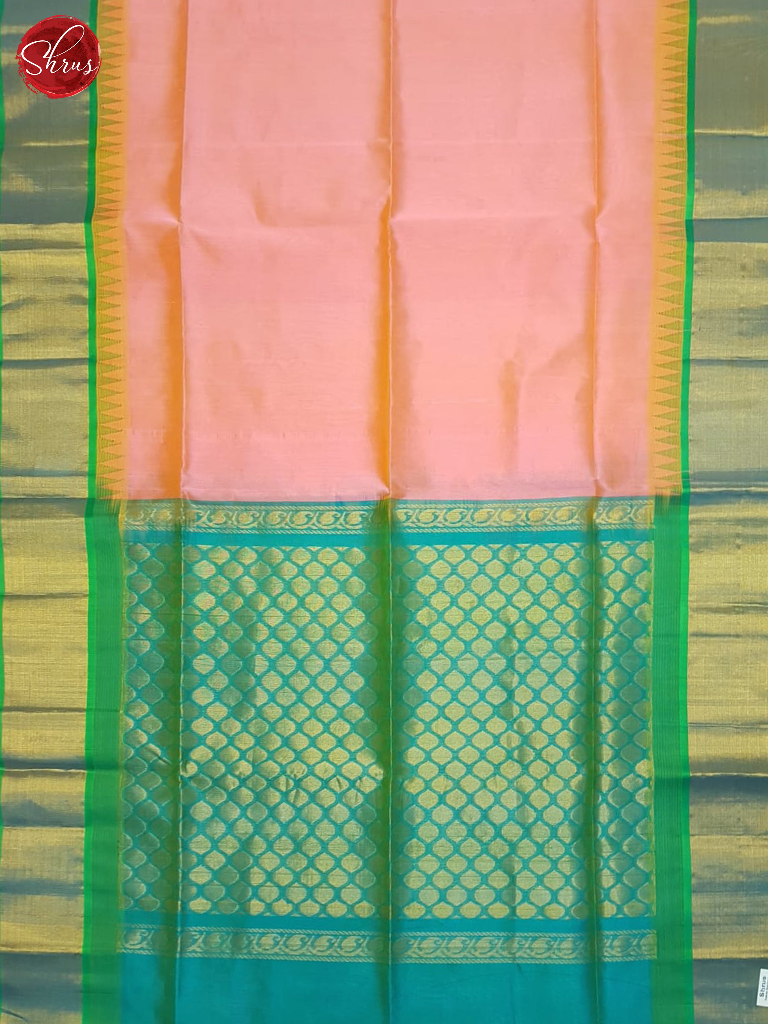 Pink And Blue- Silk Cotton Saree - Shop on ShrusEternity.com