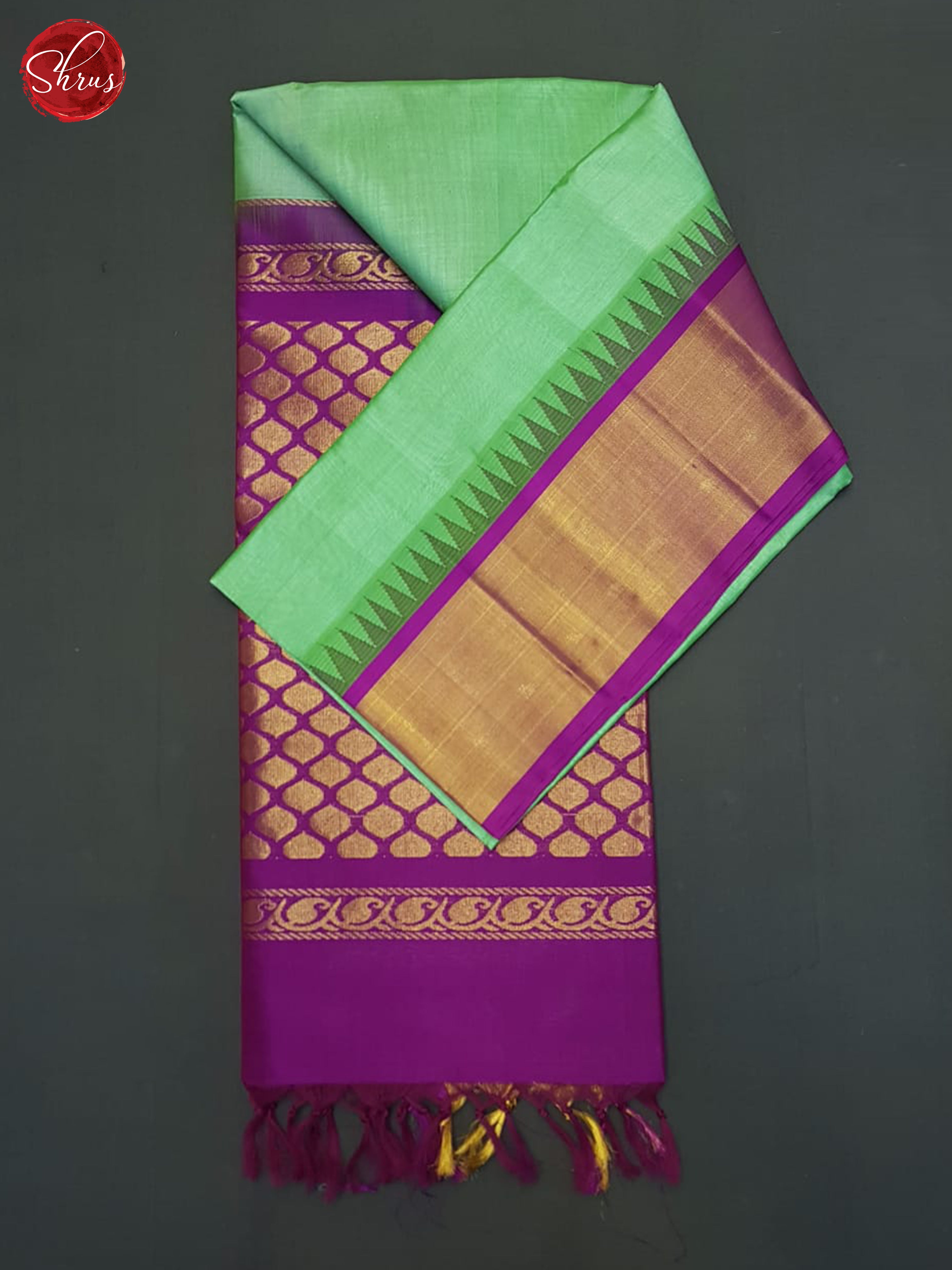 Green And Purple- Silk Cotton Saree - Shop on ShrusEternity.com