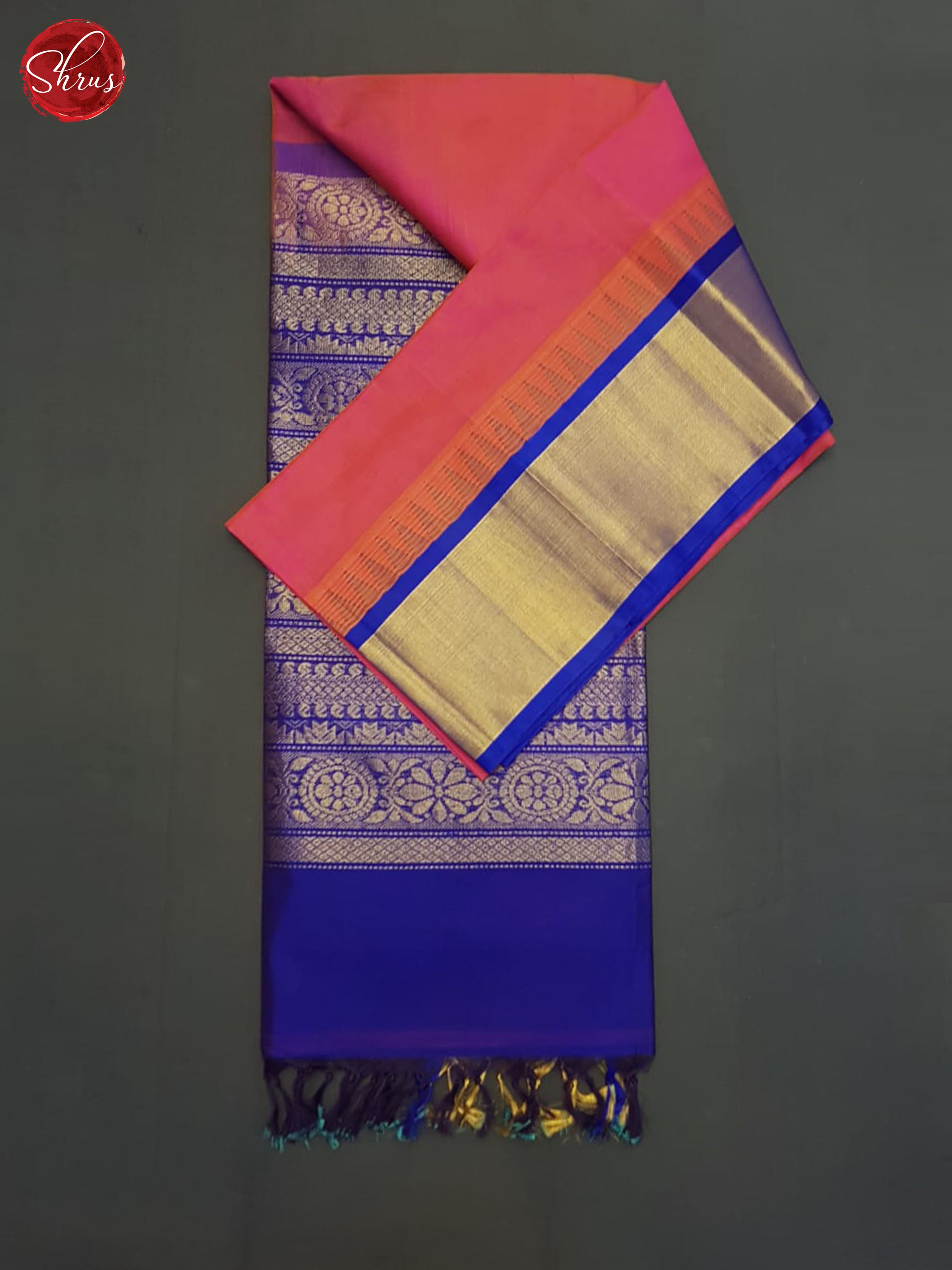 Pink And Blue- Silk Cotton Saree - Shop on ShrusEternity.com
