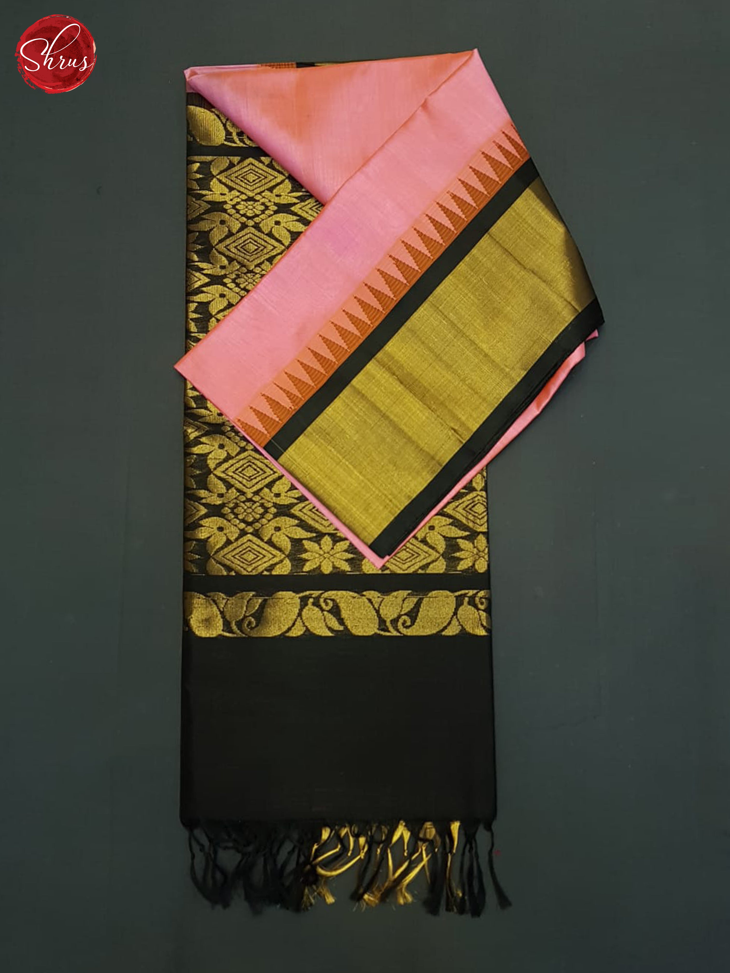 Pink And Black- Silk Cotton Saree - Shop on ShrusEternity.com