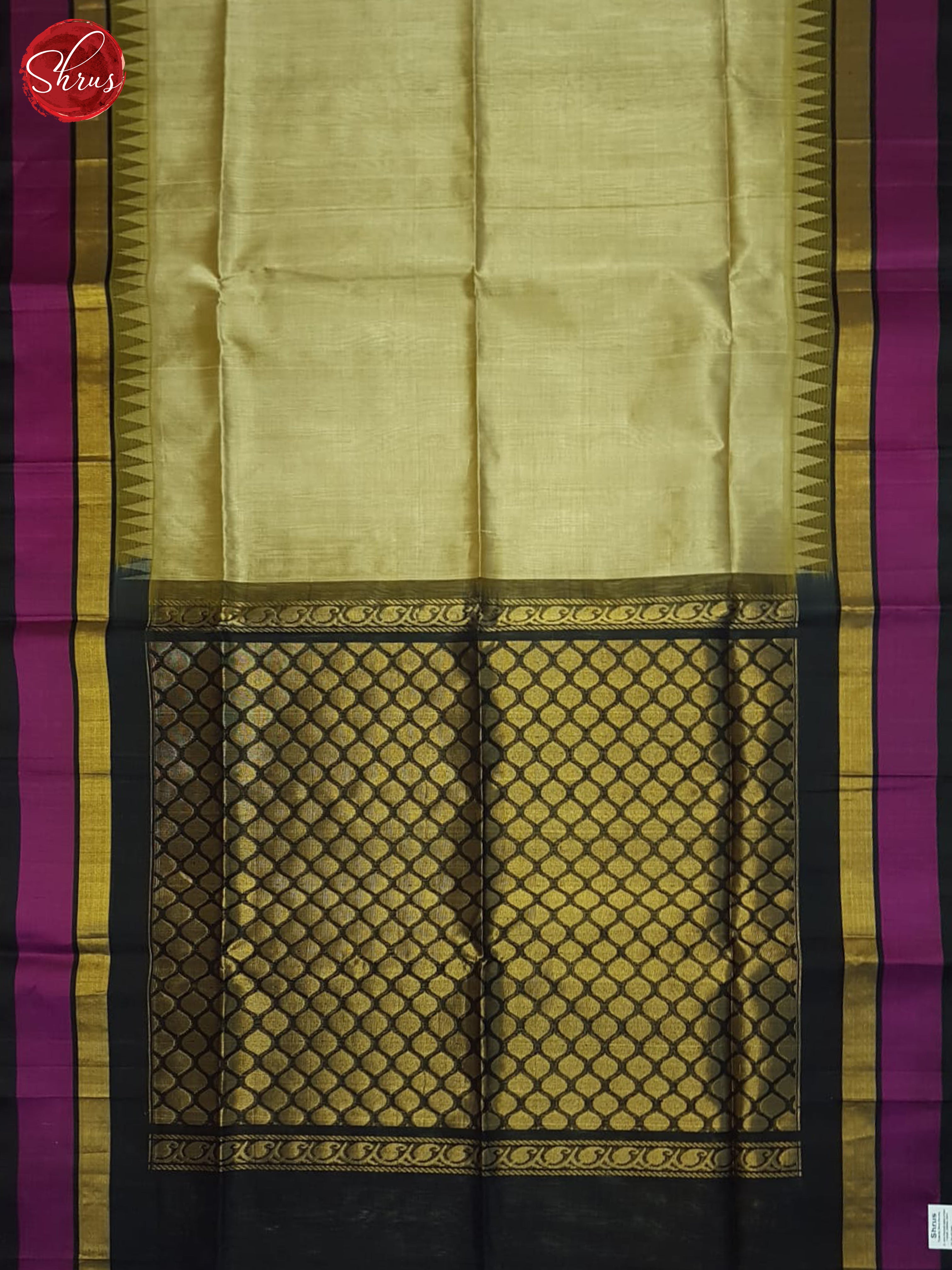 Double Shaded Dull Golden Beige And Black- SIlk COtton Saree - Shop on ShrusEternity.com