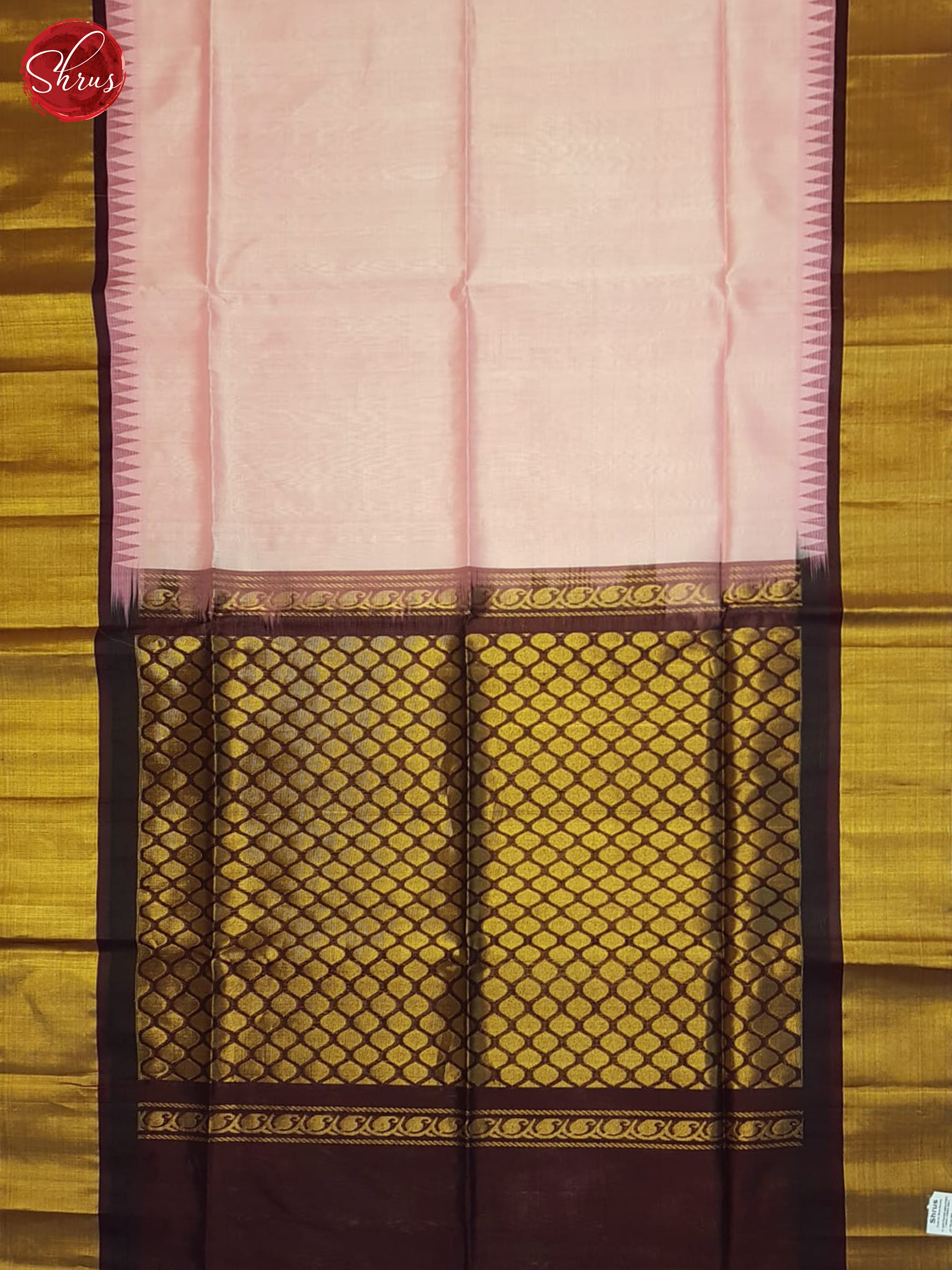 Pink And Brown- Silk Cotton Saree - Shop on ShrusEternity.com