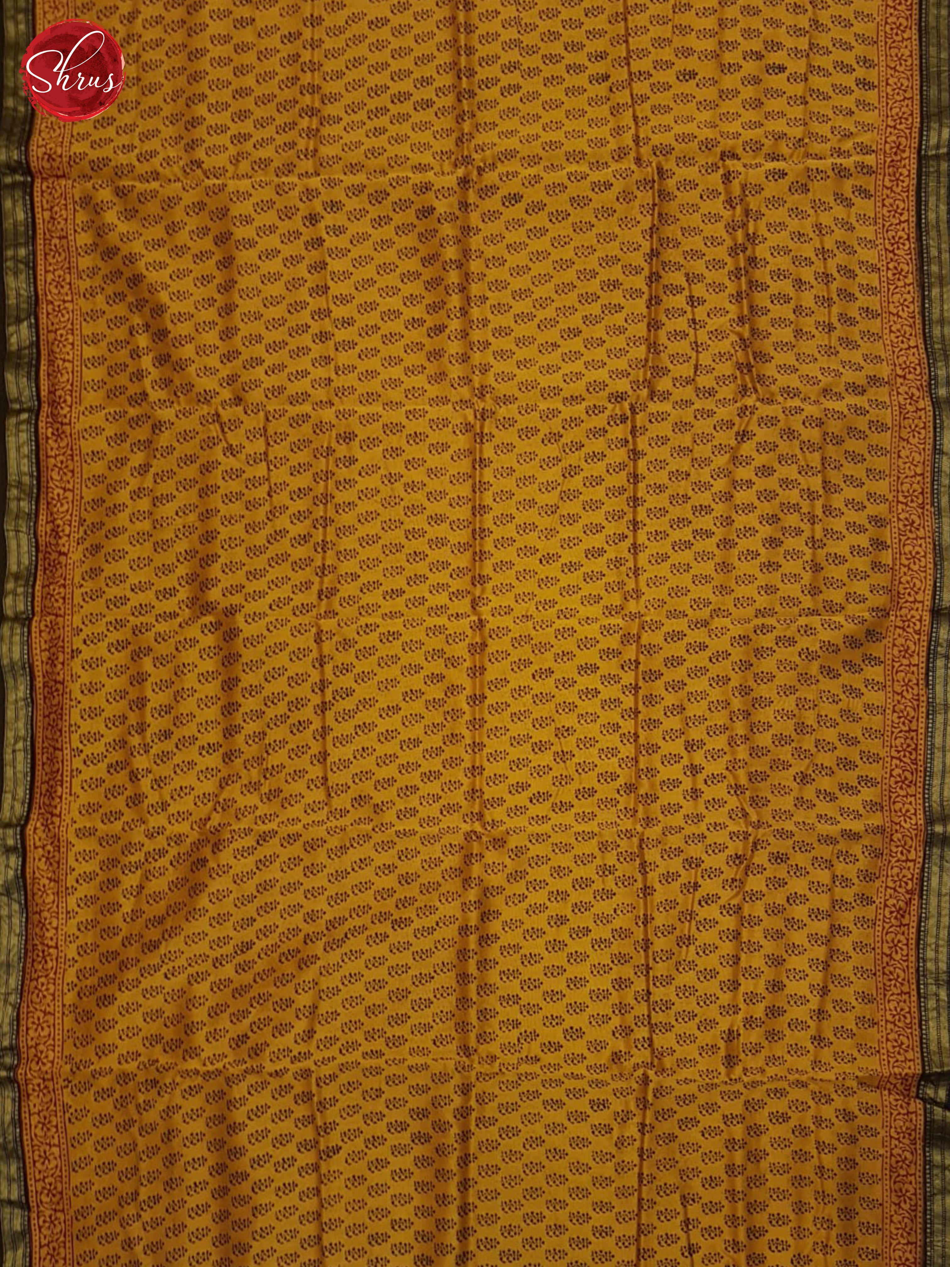 Mustard And Black- Maheshwari Silk Cotton Saree - Shop on ShrusEternity.com