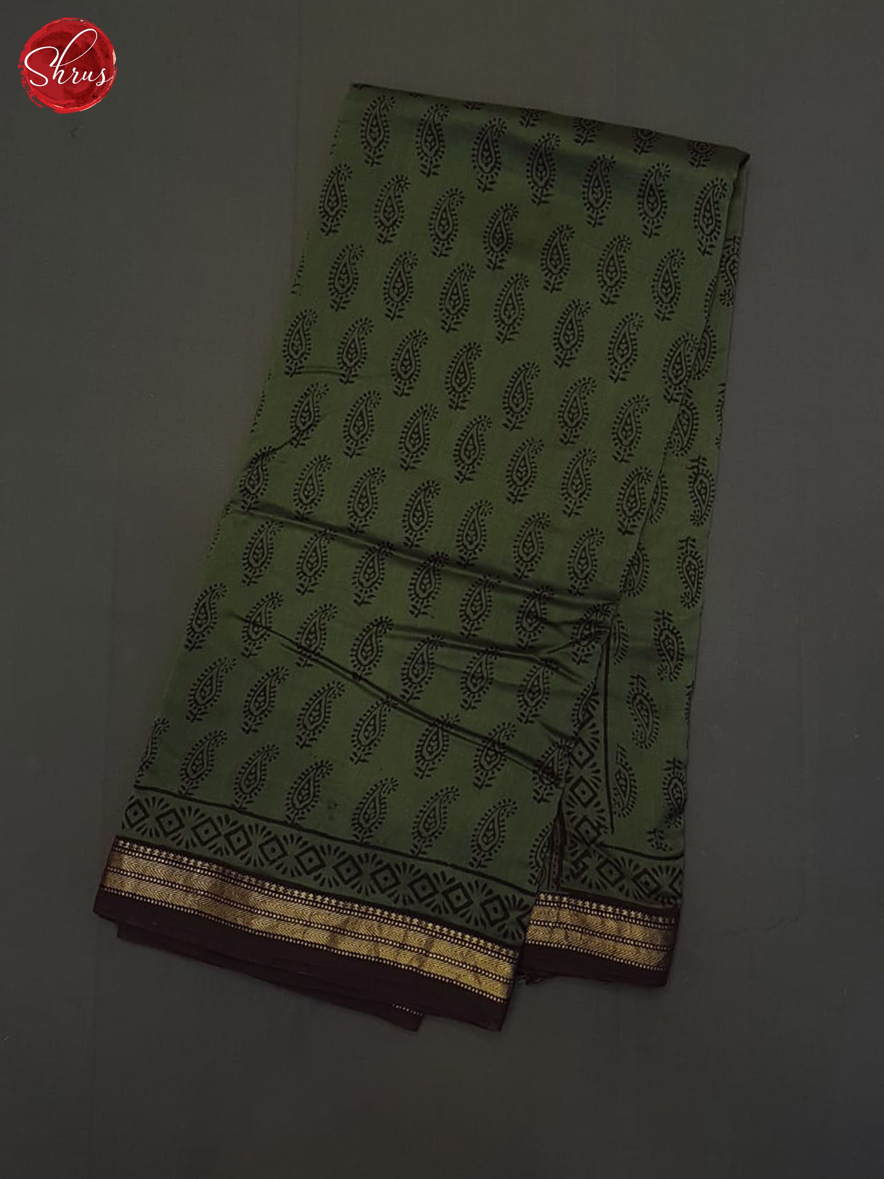 Green And Black- Maheshwari silk cotton Saree - Shop on ShrusEternity.com