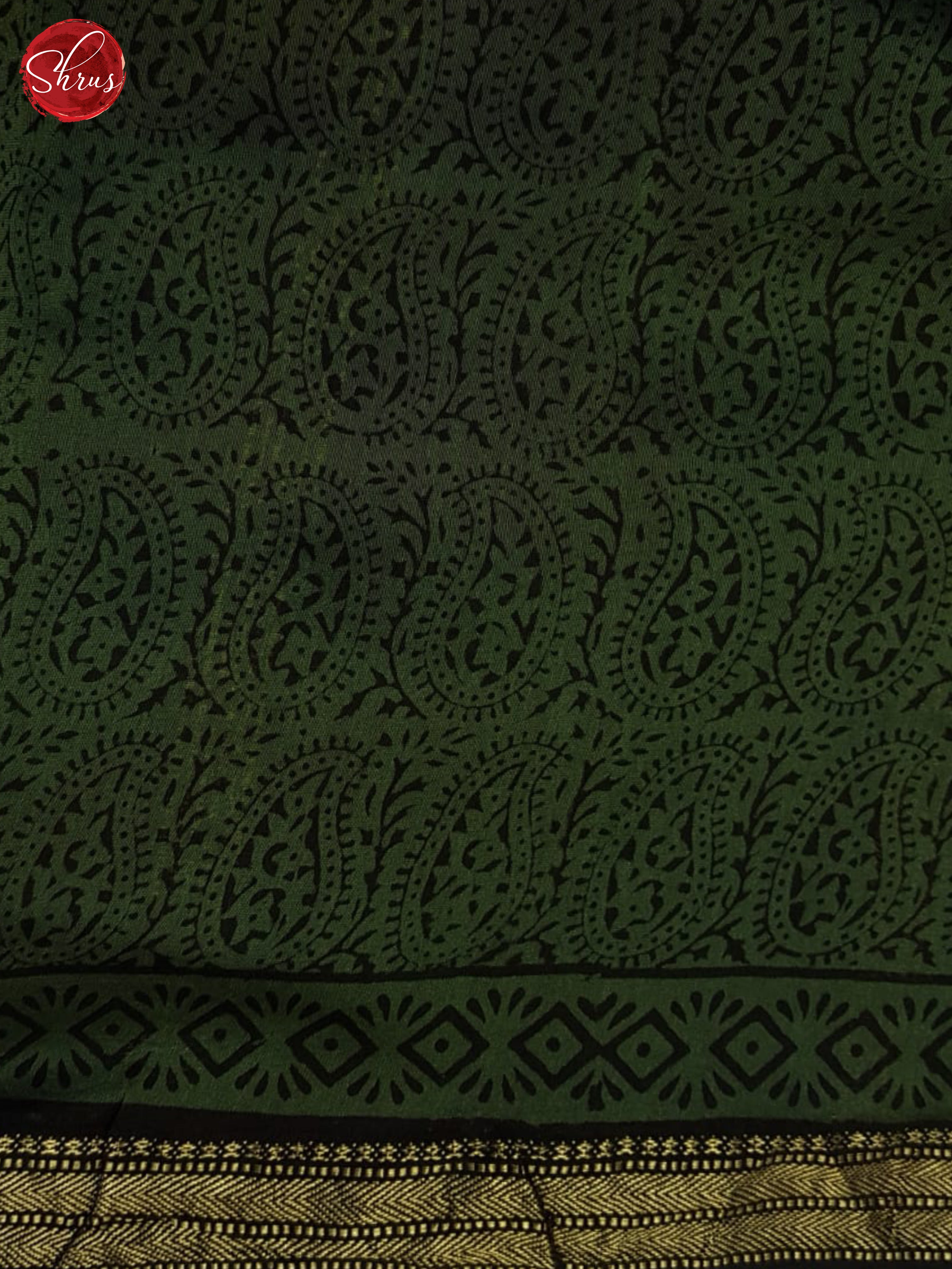 Green And Black- Maheshwari silk cotton Saree - Shop on ShrusEternity.com