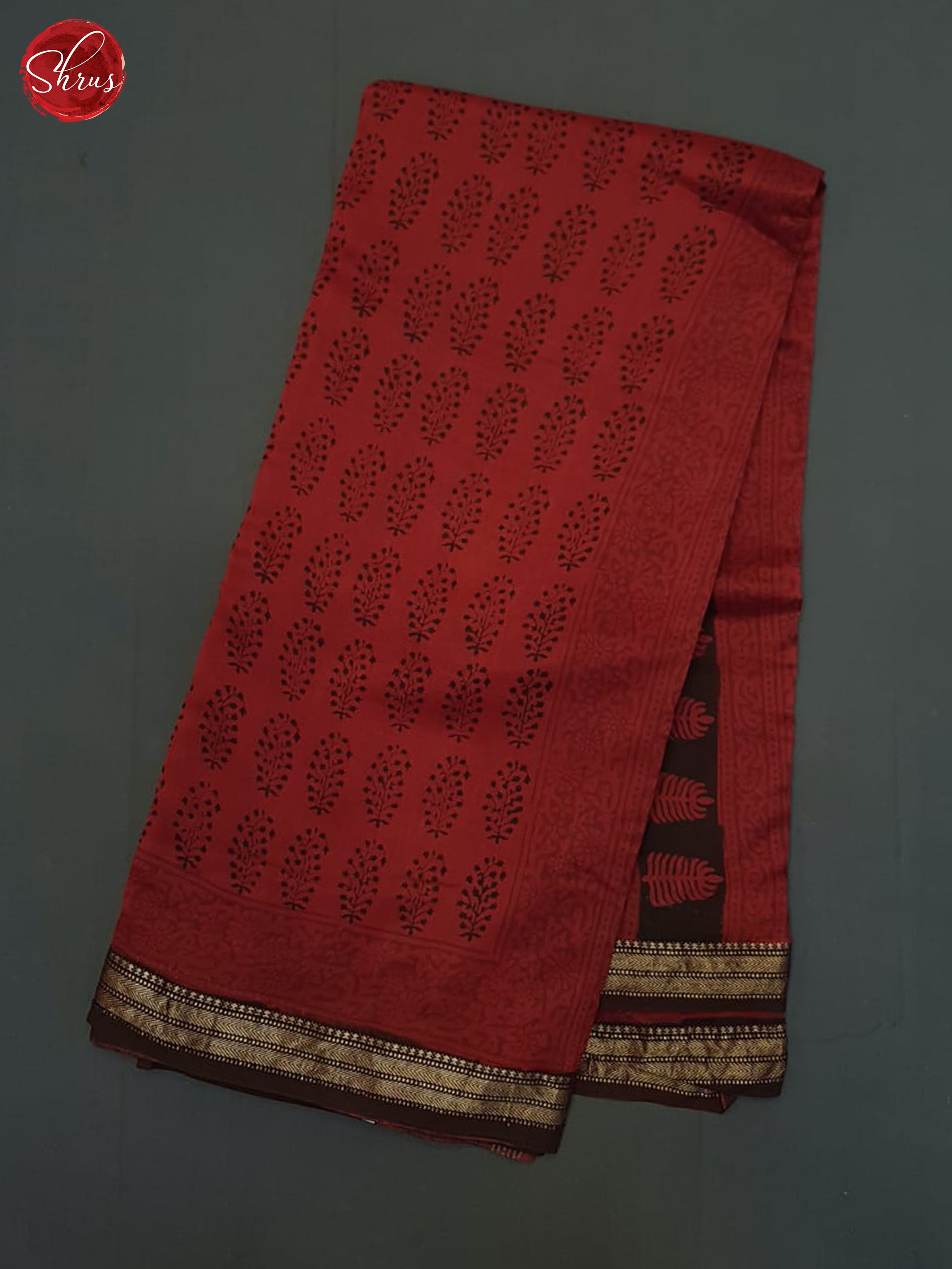 Red & Black - Maheshwari Silk Cotton Saree - Shop on ShrusEternity.com