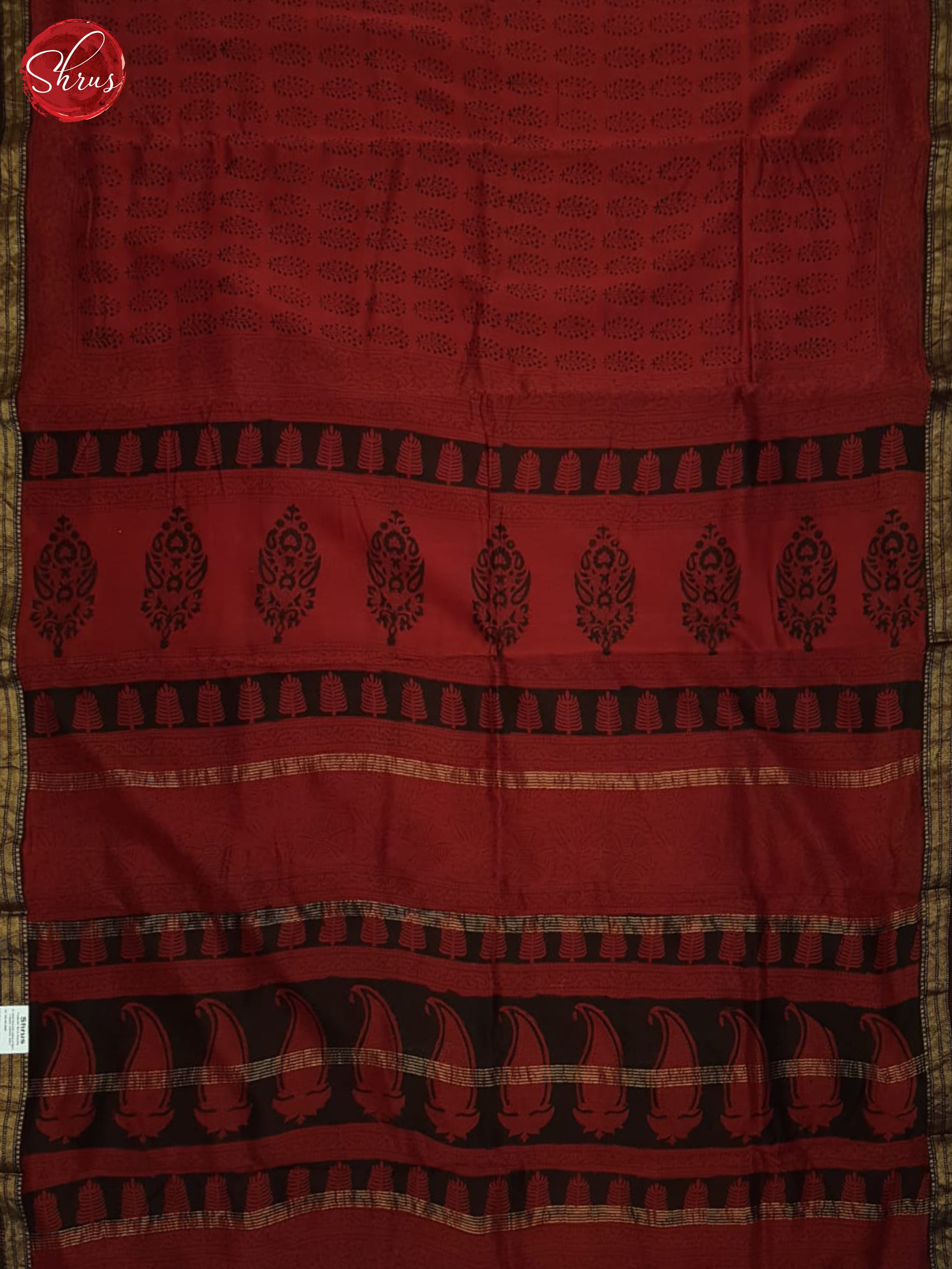 Red & Black - Maheshwari Silk Cotton Saree - Shop on ShrusEternity.com