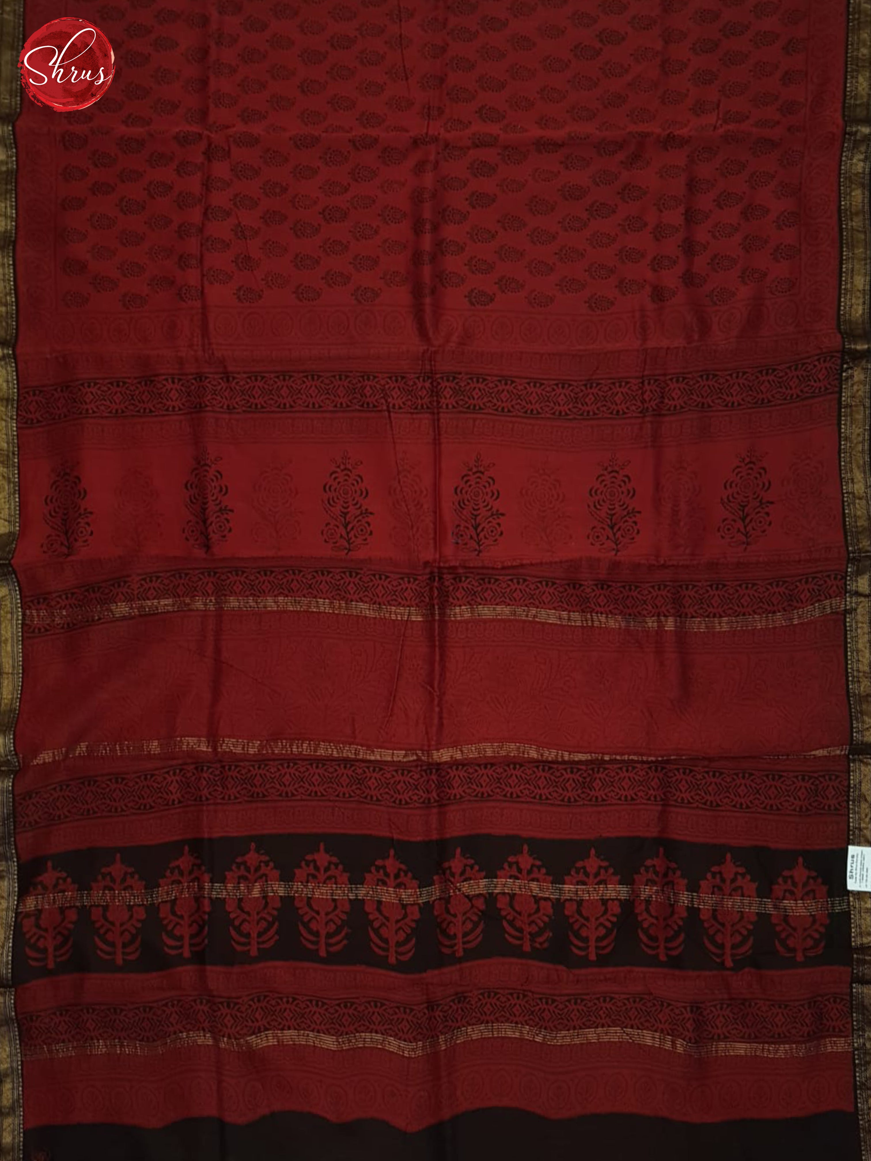 Red And Black- Maheshwari Silk Cotton Saree - Shop on ShrusEternity.com