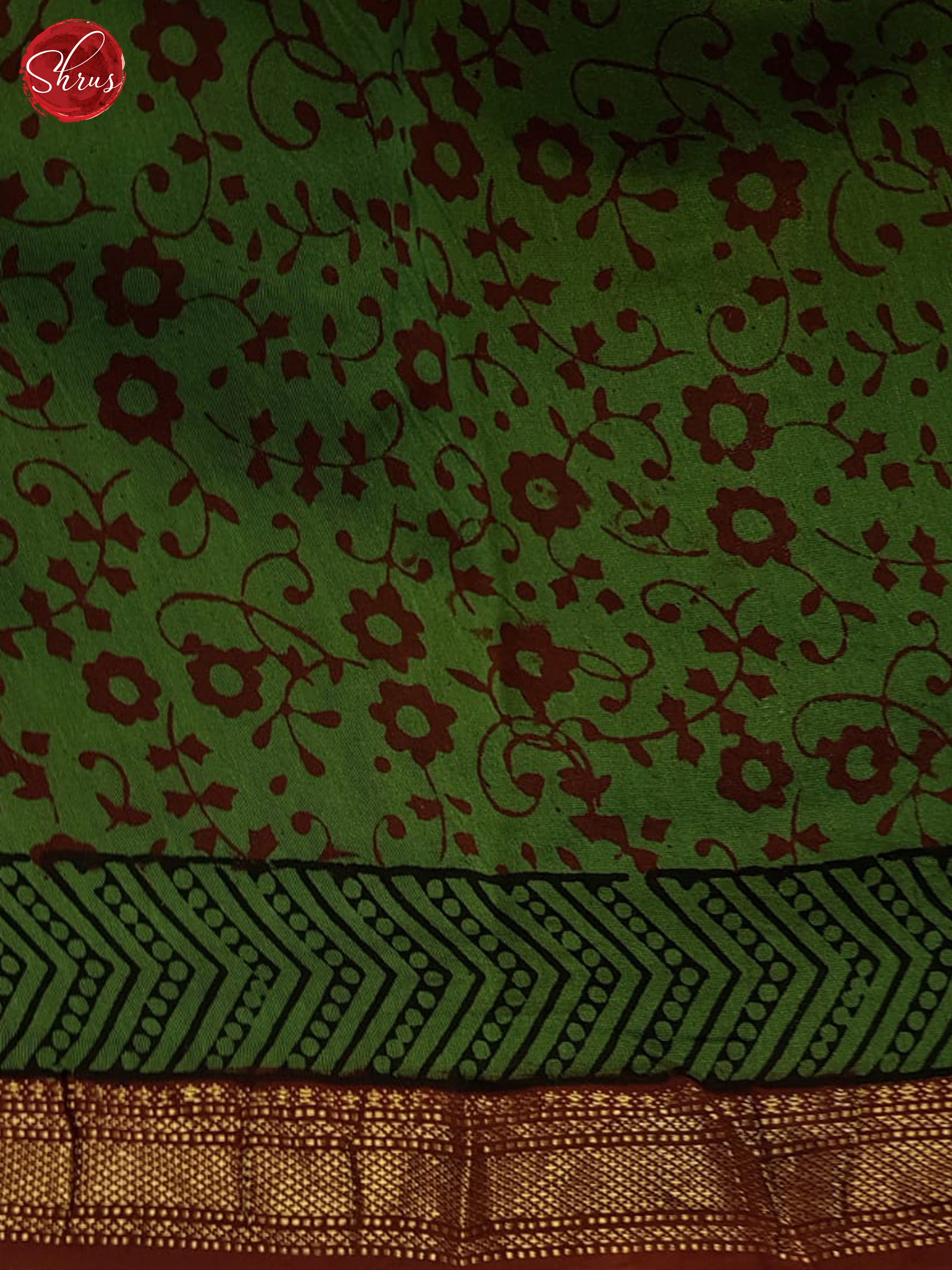 Green & Maroon - Maheshwari Silk Cotton Saree - Shop on ShrusEternity.com