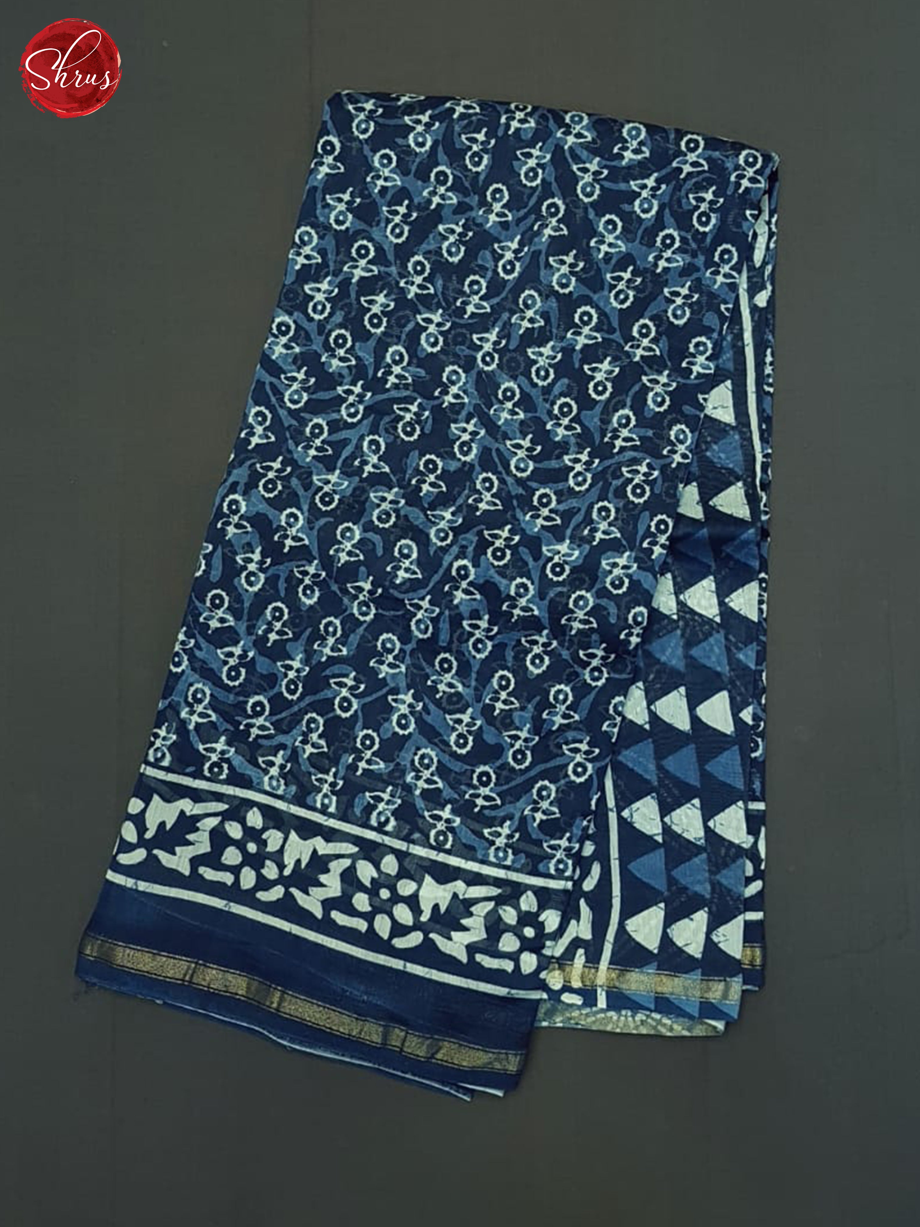 Blue(single tone)-Maheshwari Silk Cotton Saree - Shop on ShrusEternity.com