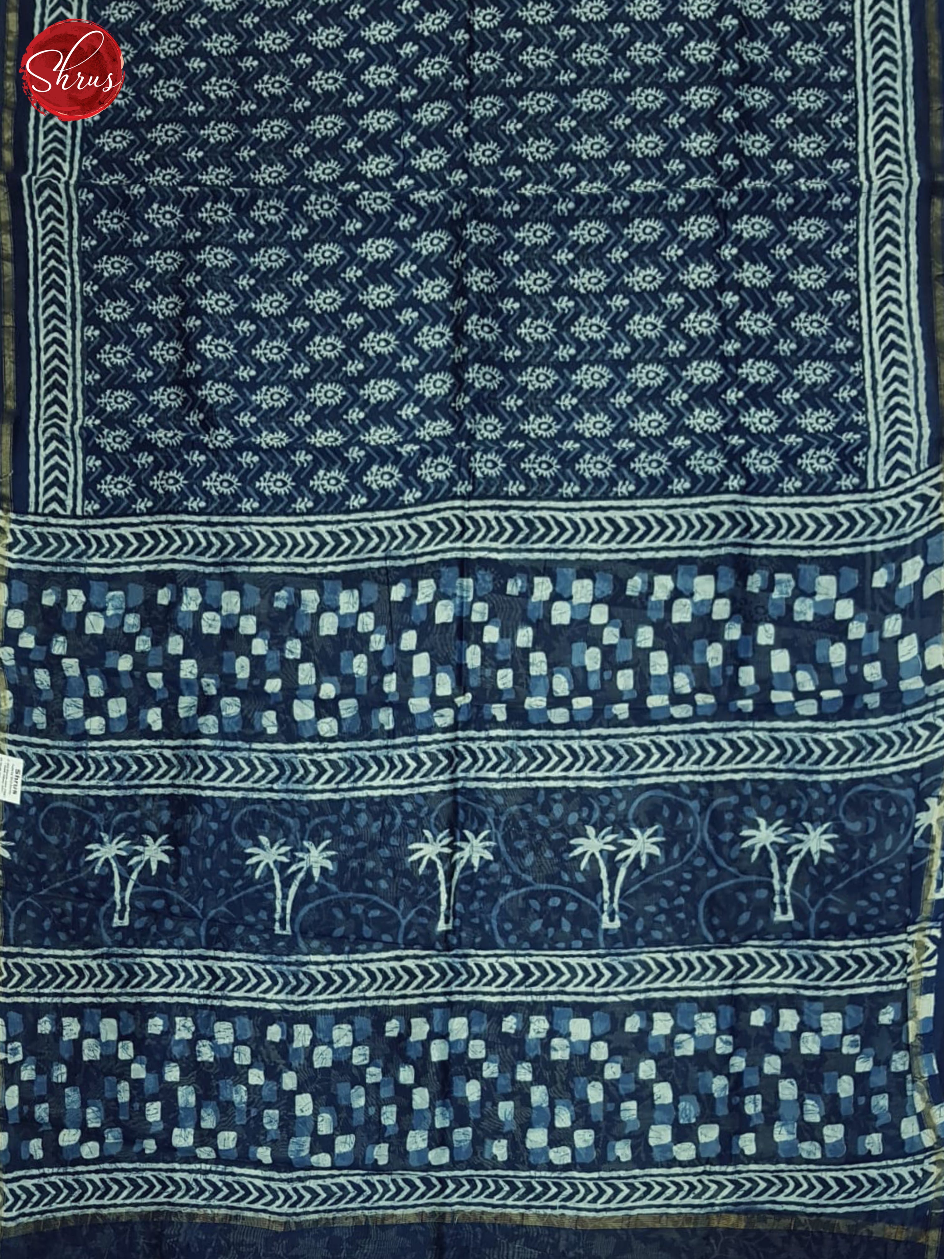 Blue(Single Tone)-Maheshwari Silk Cotton Saree - Shop on ShrusEternity.com