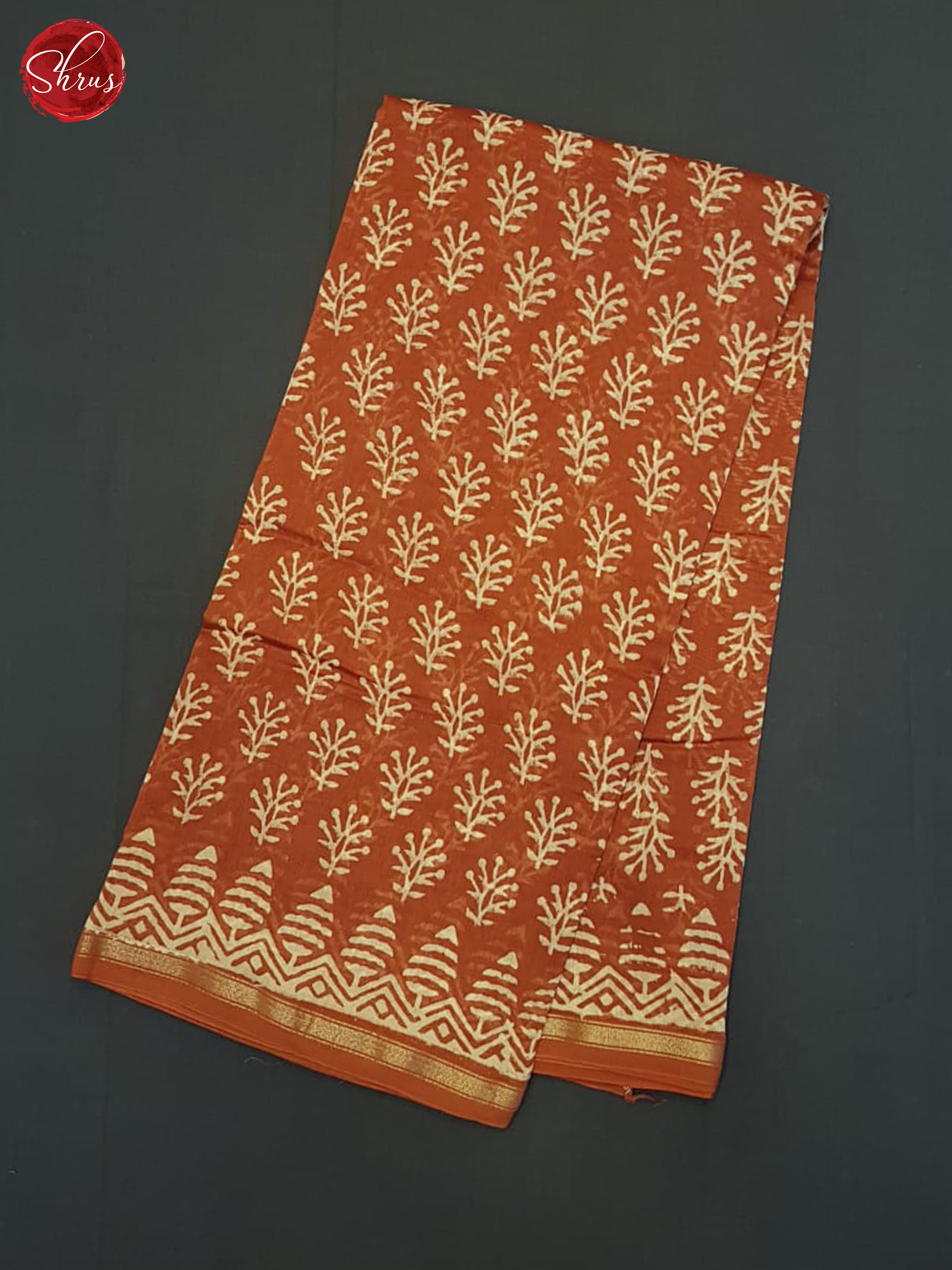 Brick(Single tone)-Maheshwari Silk Cotton Saree - Shop on ShrusEternity.com