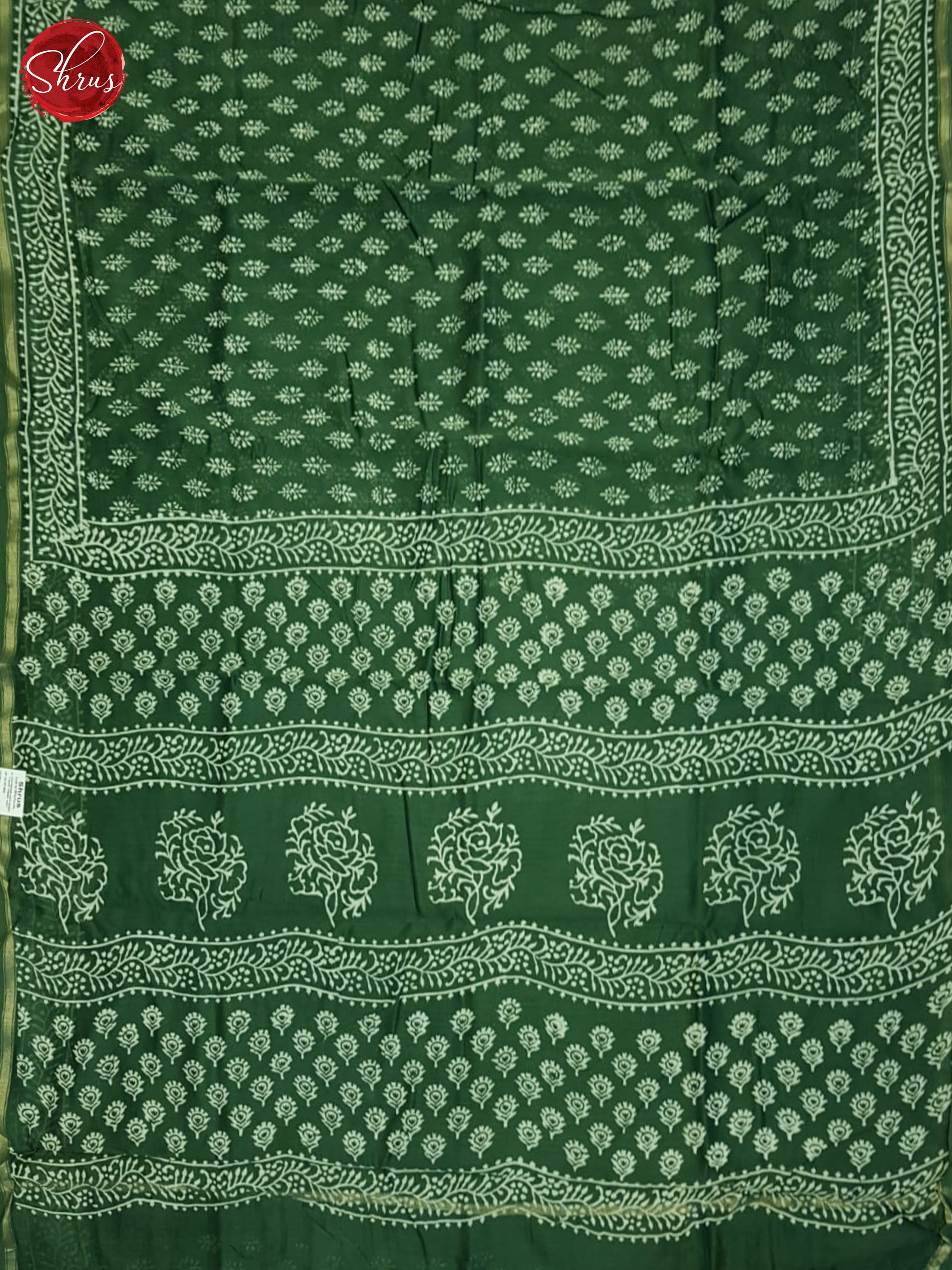 Green(Single Tone)- Maheshwari SIlk Cotton saree - Shop on ShrusEternity.com