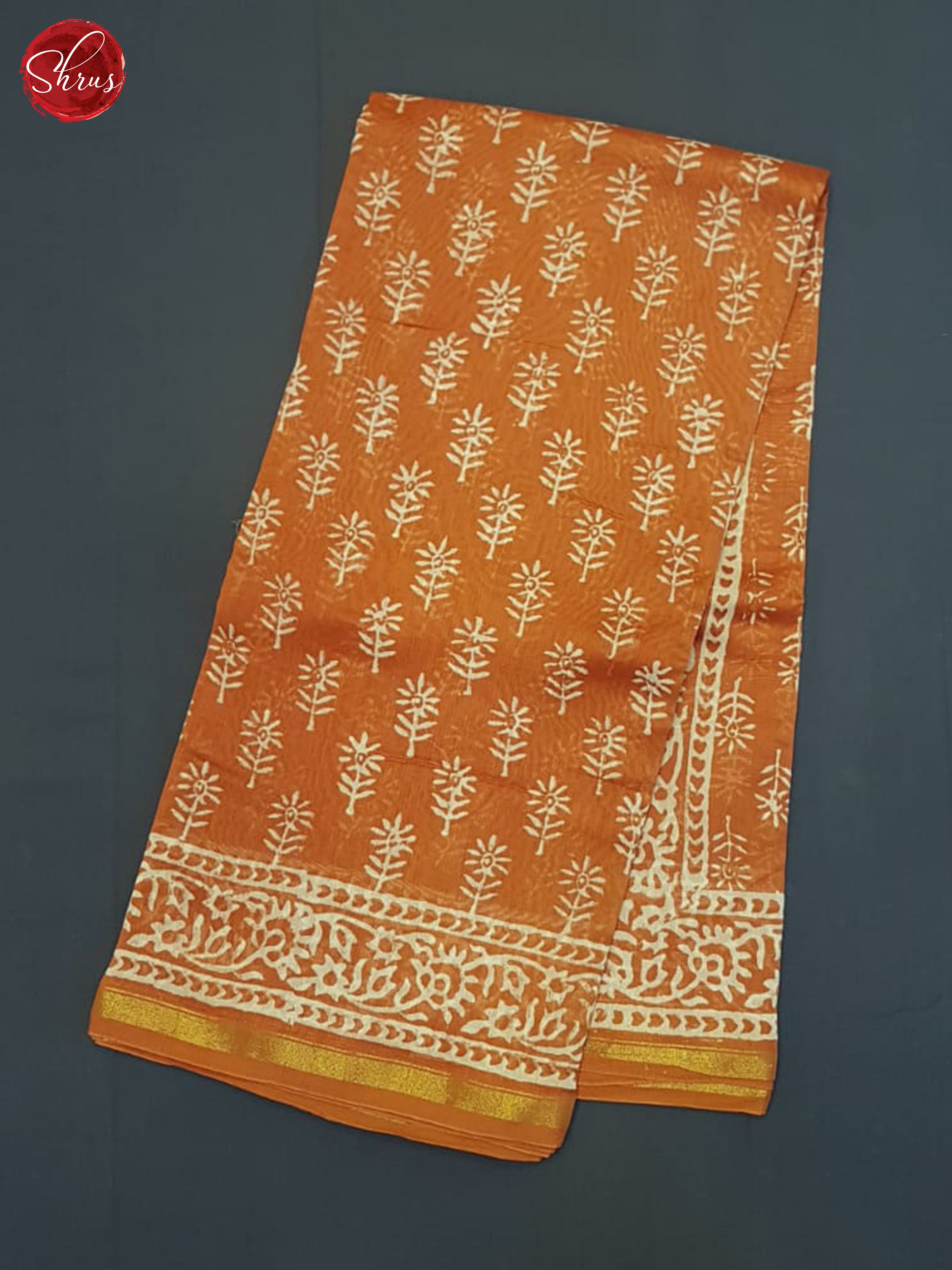 Orange(Single Tone)- Maheshwari Silk Cotton Saree - Shop on ShrusEternity.com
