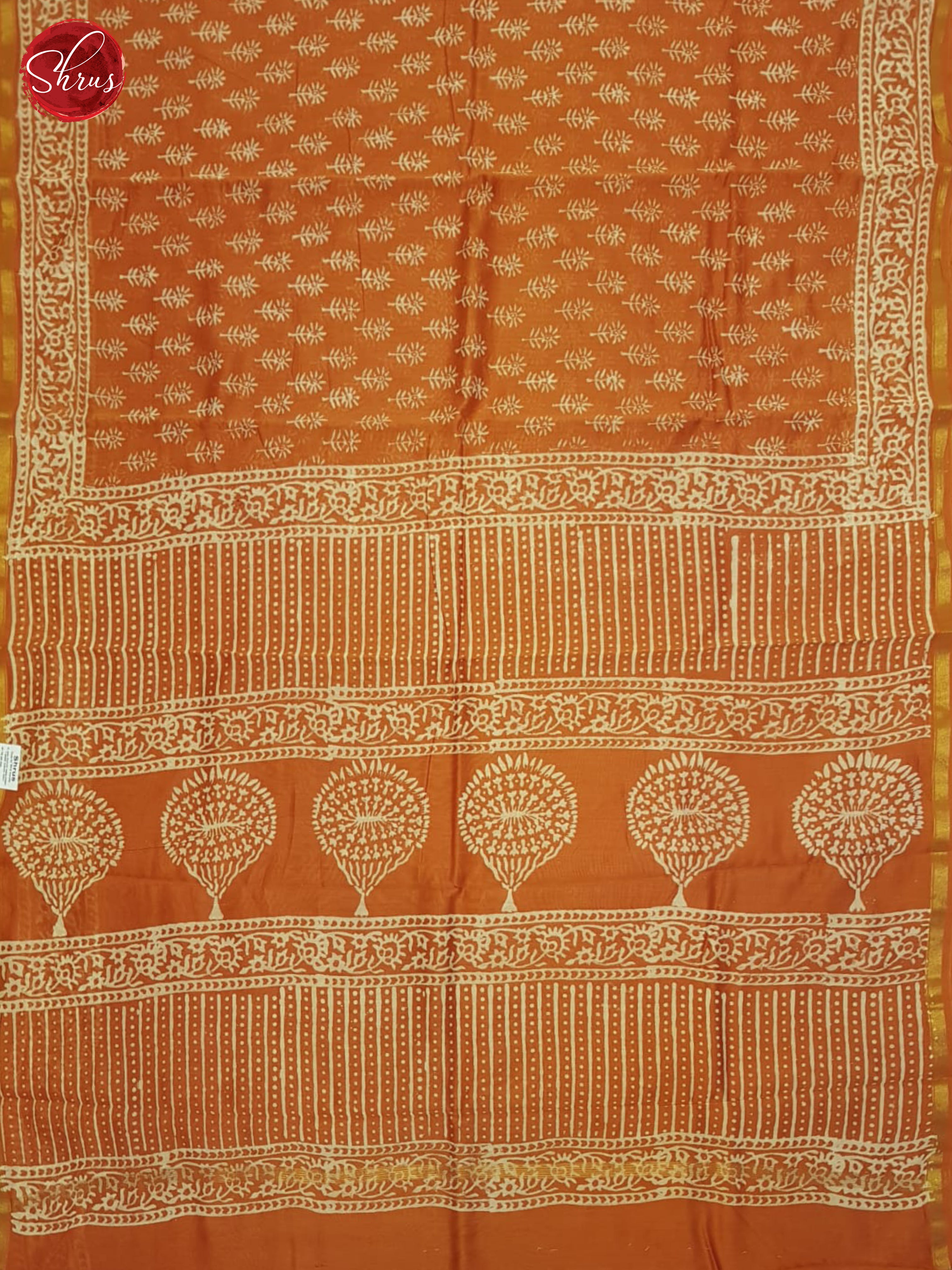 Orange(Single Tone)- Maheshwari Silk Cotton Saree - Shop on ShrusEternity.com