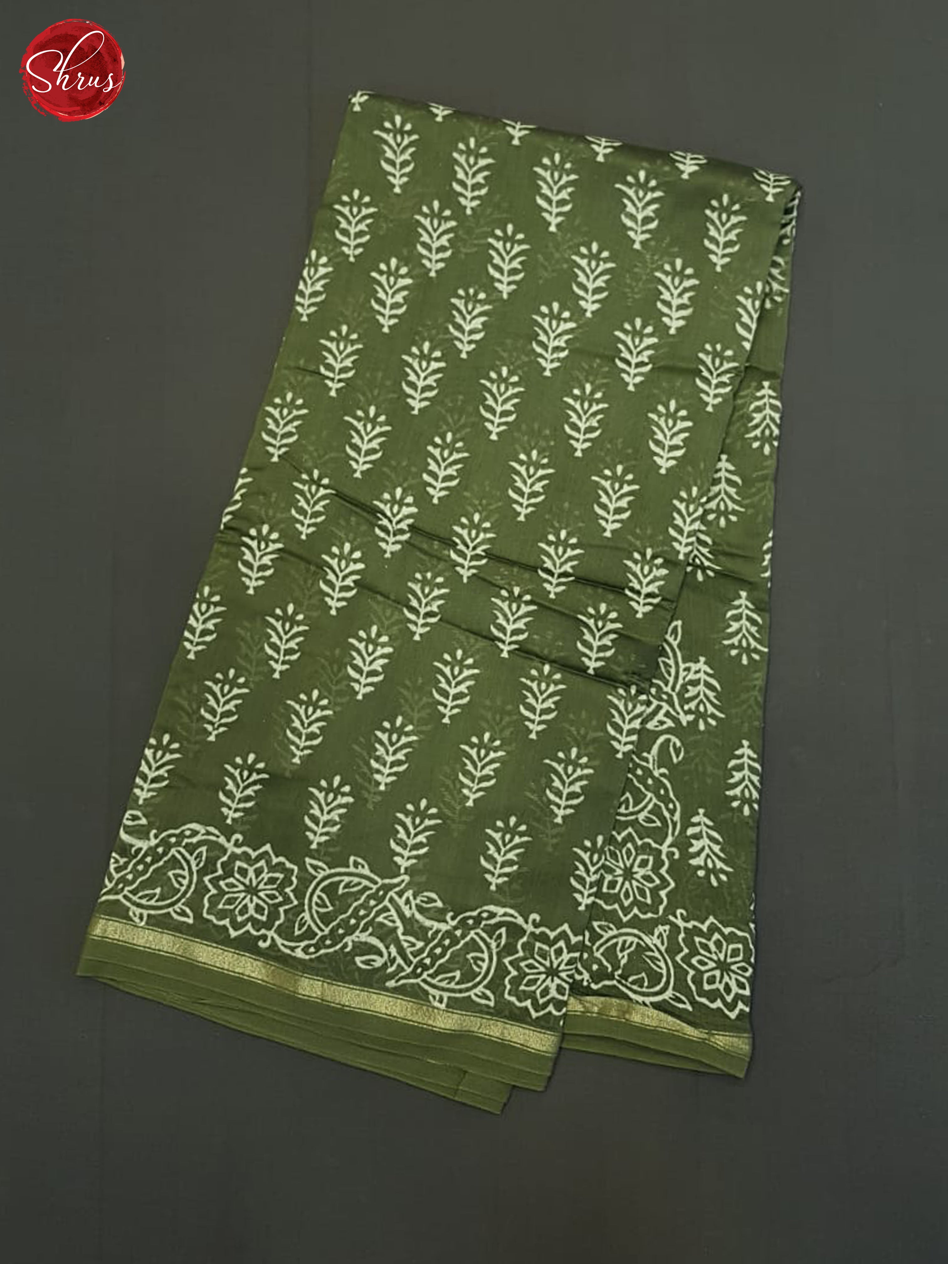 Green(SIngle Tone)- Maheshwari Silk Cotton saree - Shop on ShrusEternity.com