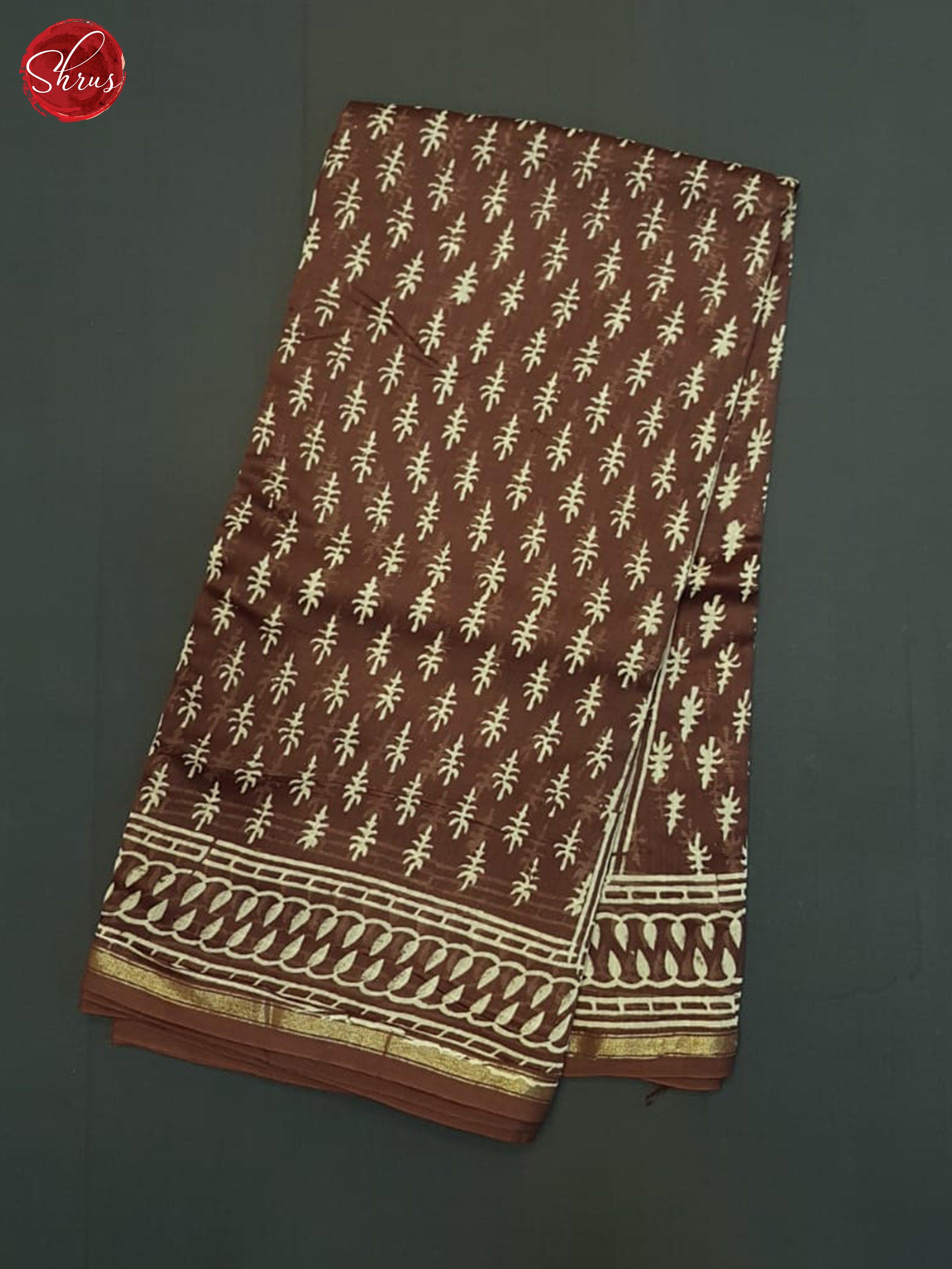 Brown(single tone)-Maheshwari Silk cotton saree - Shop on ShrusEternity.com