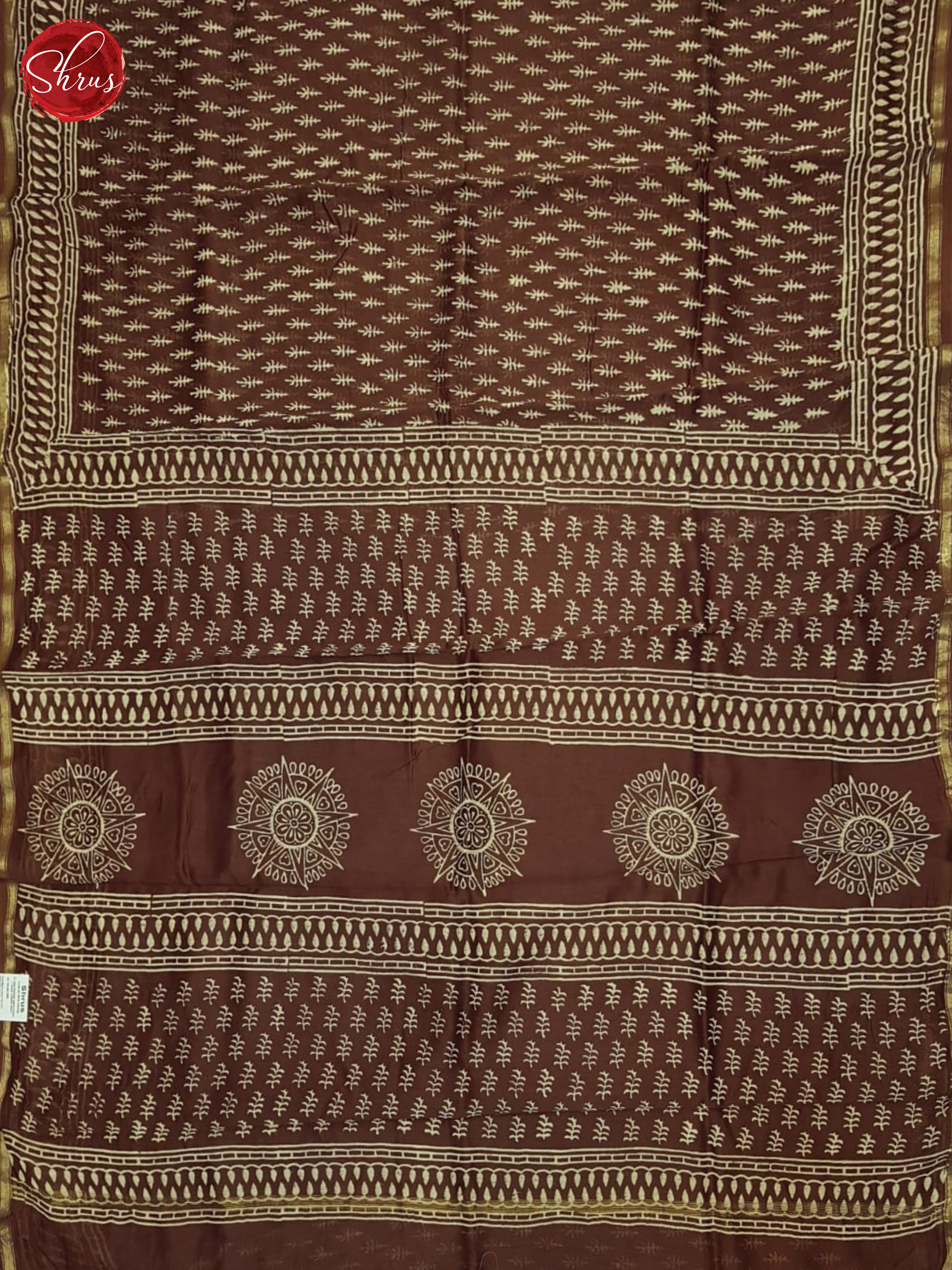 Brown(single tone)-Maheshwari Silk cotton saree - Shop on ShrusEternity.com