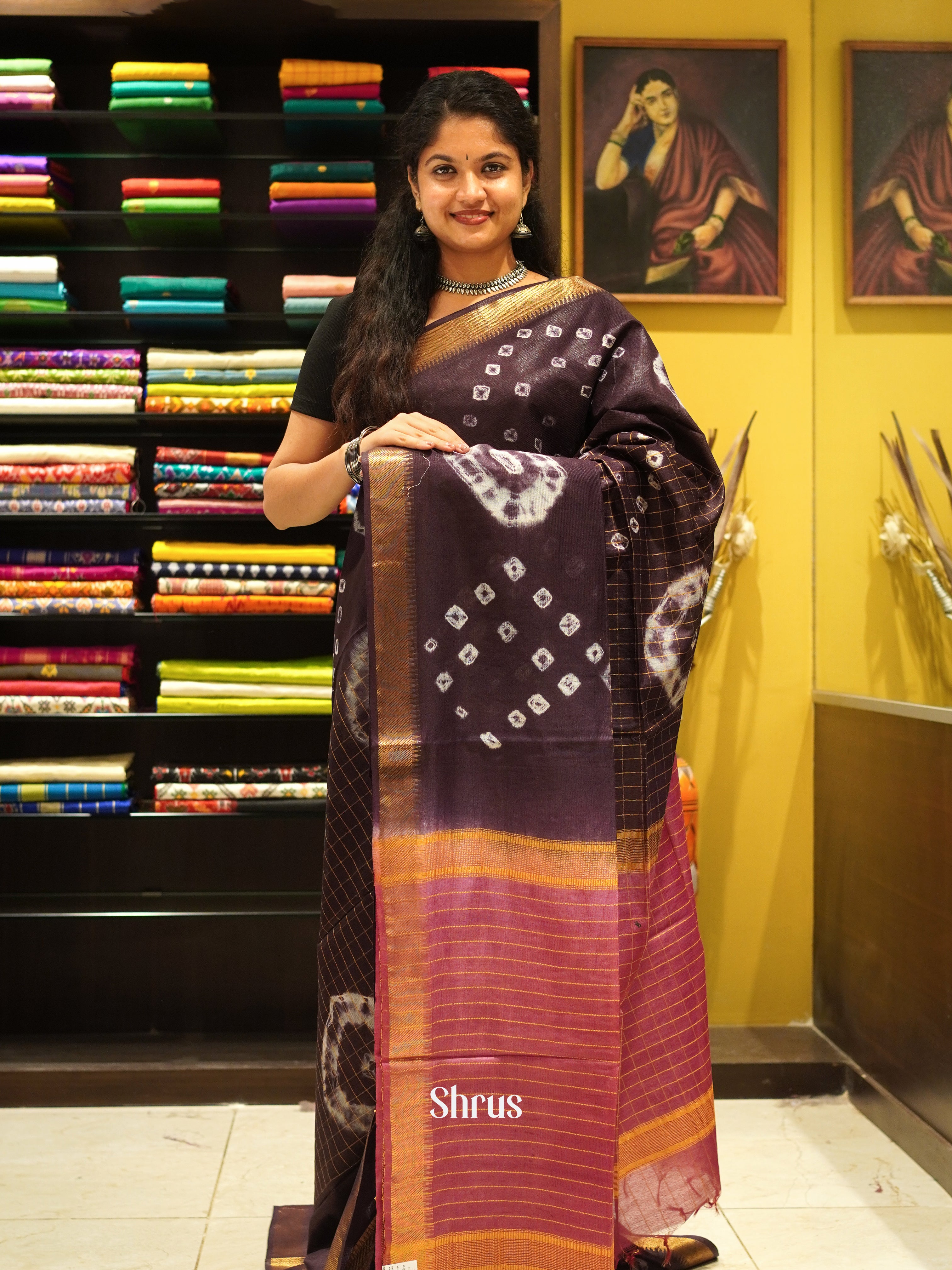 Brown & Brick - Shibori  Saree - Shop on ShrusEternity.com