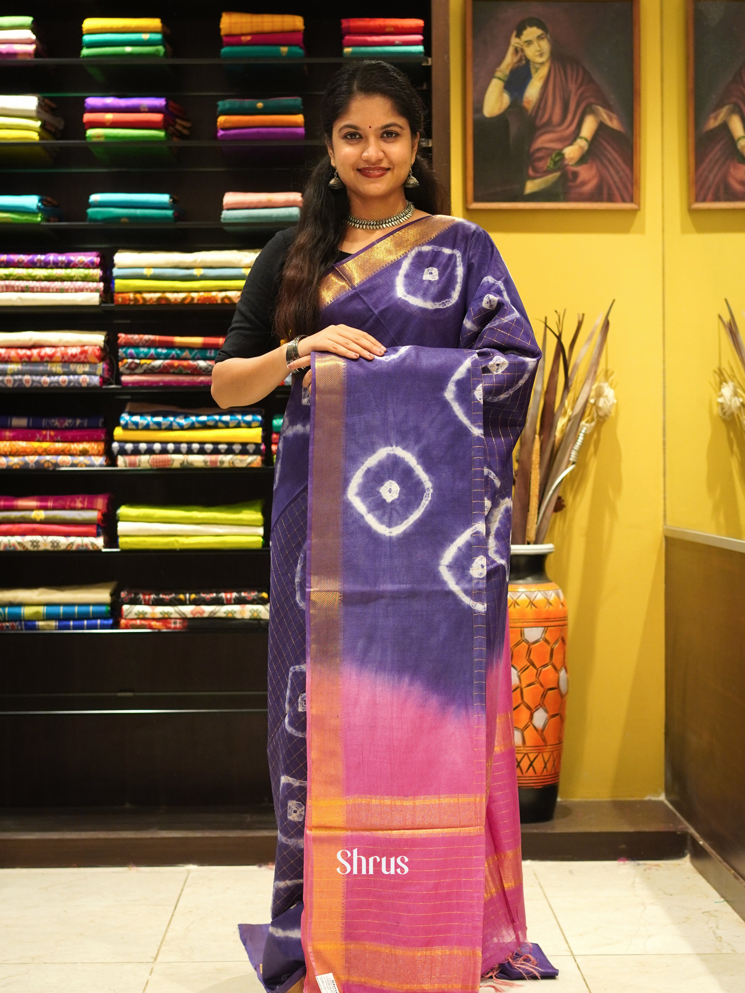 Purple & Pink - Shibori Saree - Shop on ShrusEternity.com