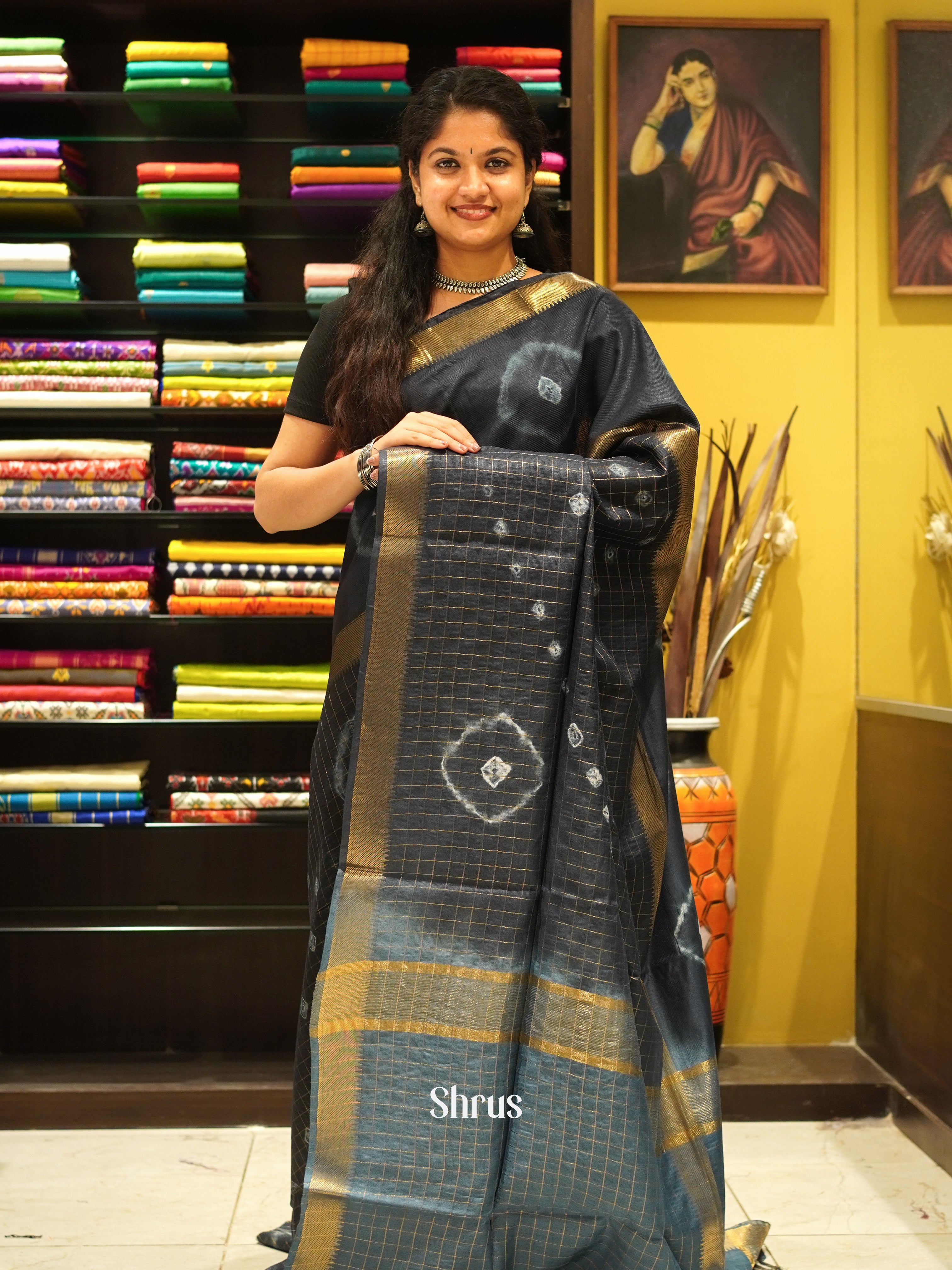 Grey & Silver - Shibori  Saree - Shop on ShrusEternity.com