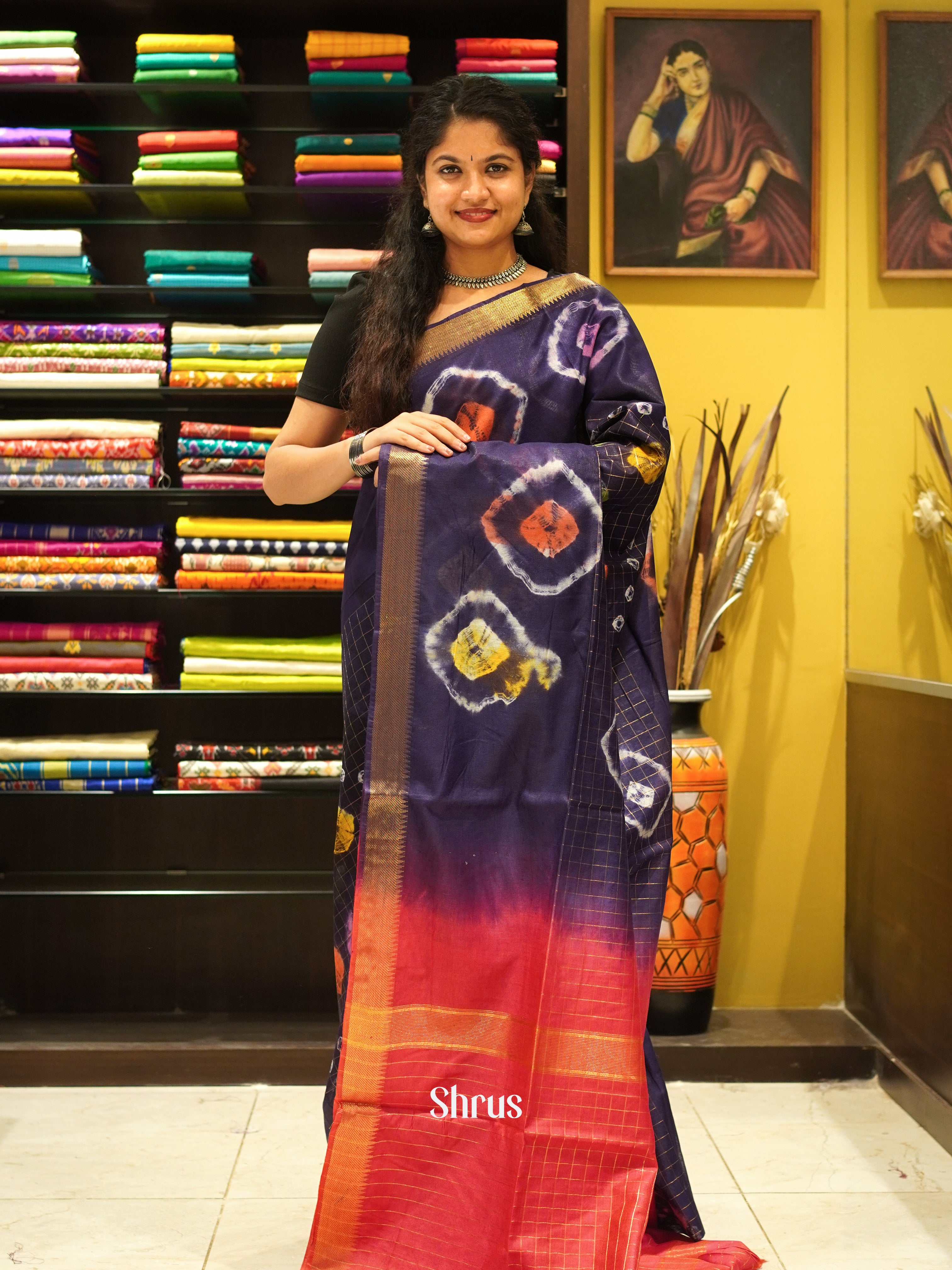 Violet & Red - Shibori  Saree - Shop on ShrusEternity.com