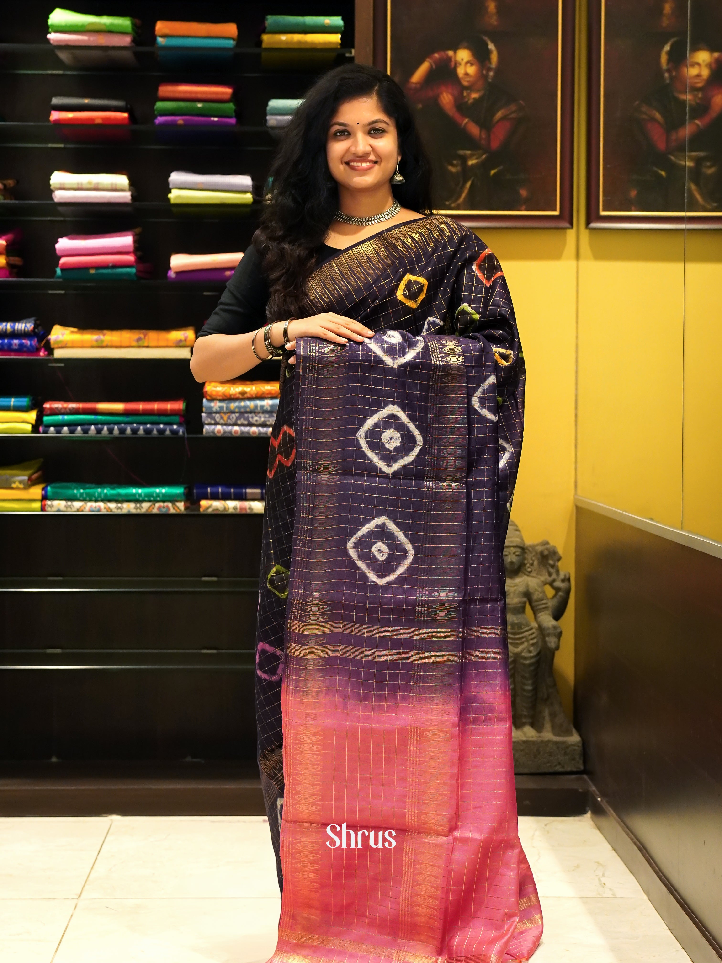 Violet & Pink - Shibori Saree