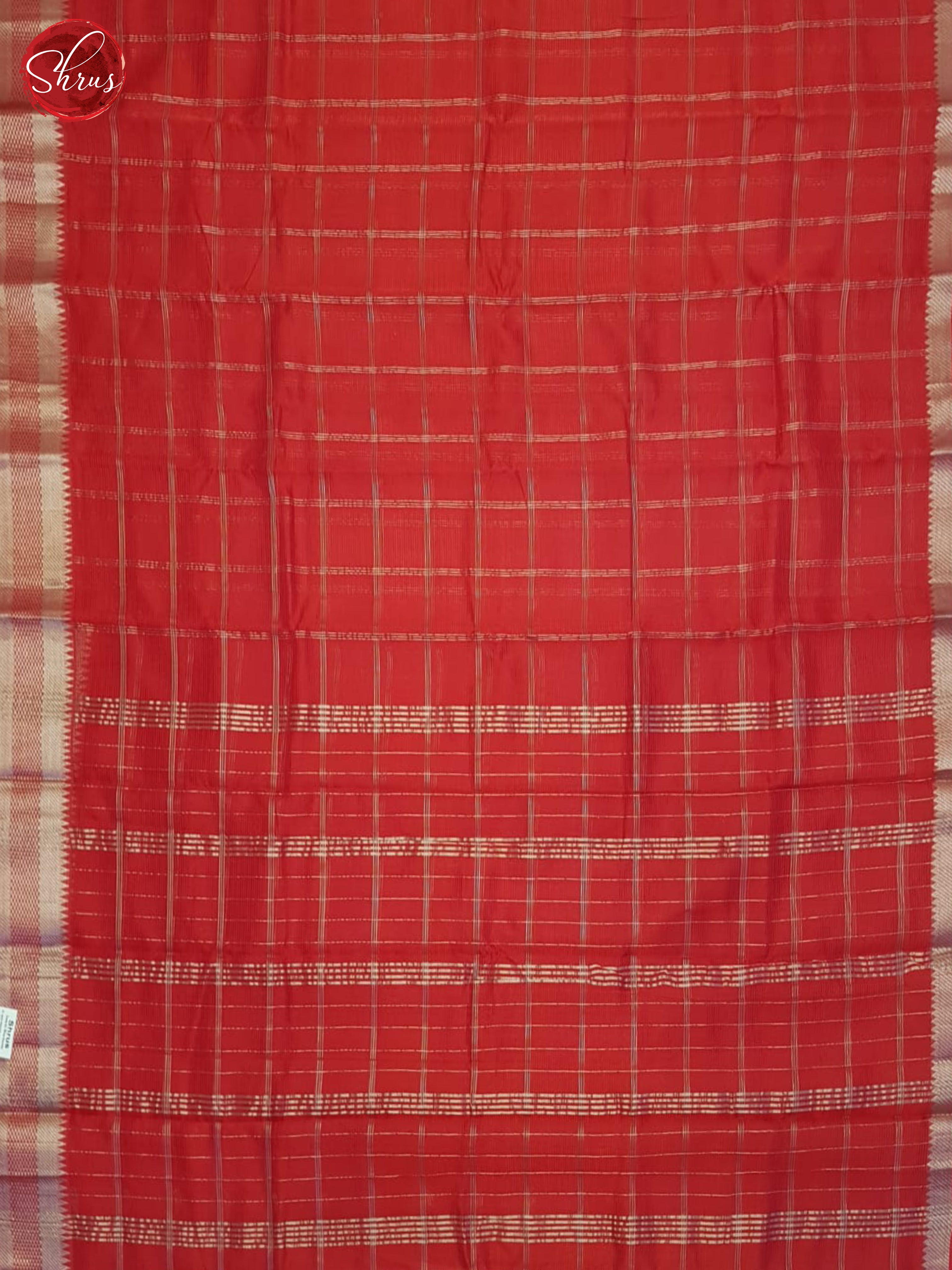 Red(SIngle Tone)- Mangalagiri Silk Cotton saree - Shop on ShrusEternity.com