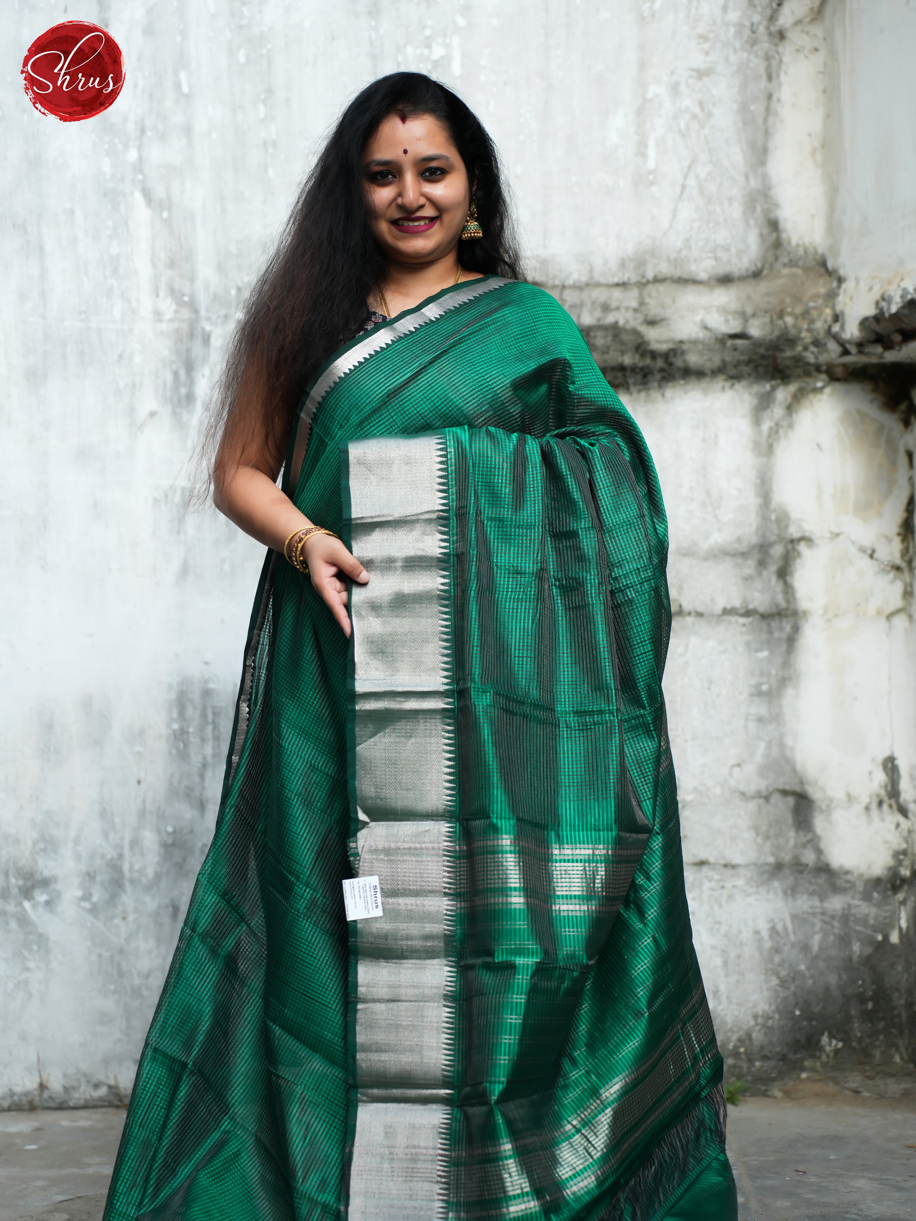 Green(Single Tone)- Mangalagiri Silk Cotton Saree - Shop on ShrusEternity.com
